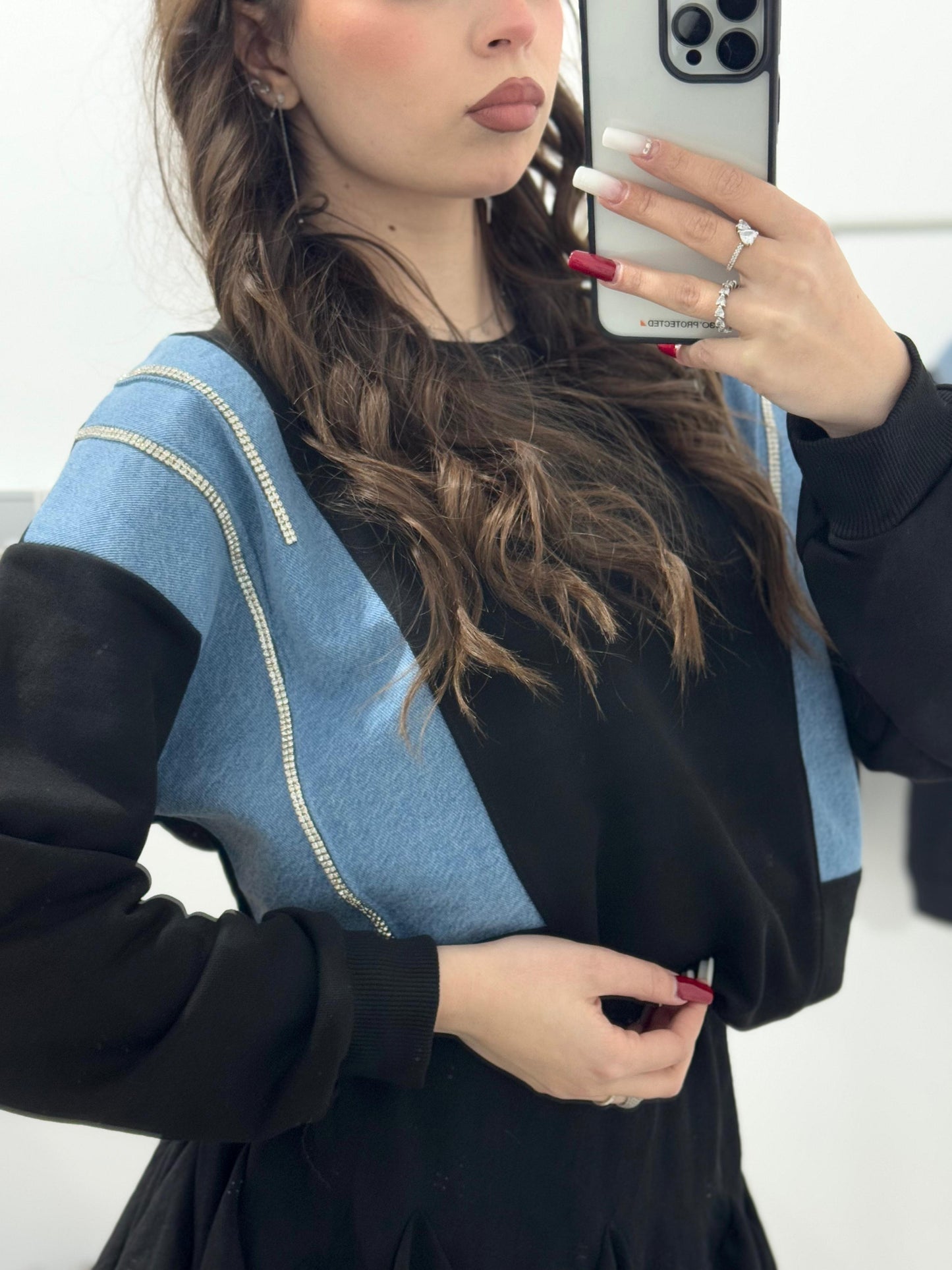 Bluza cu inseratie denim Sofia