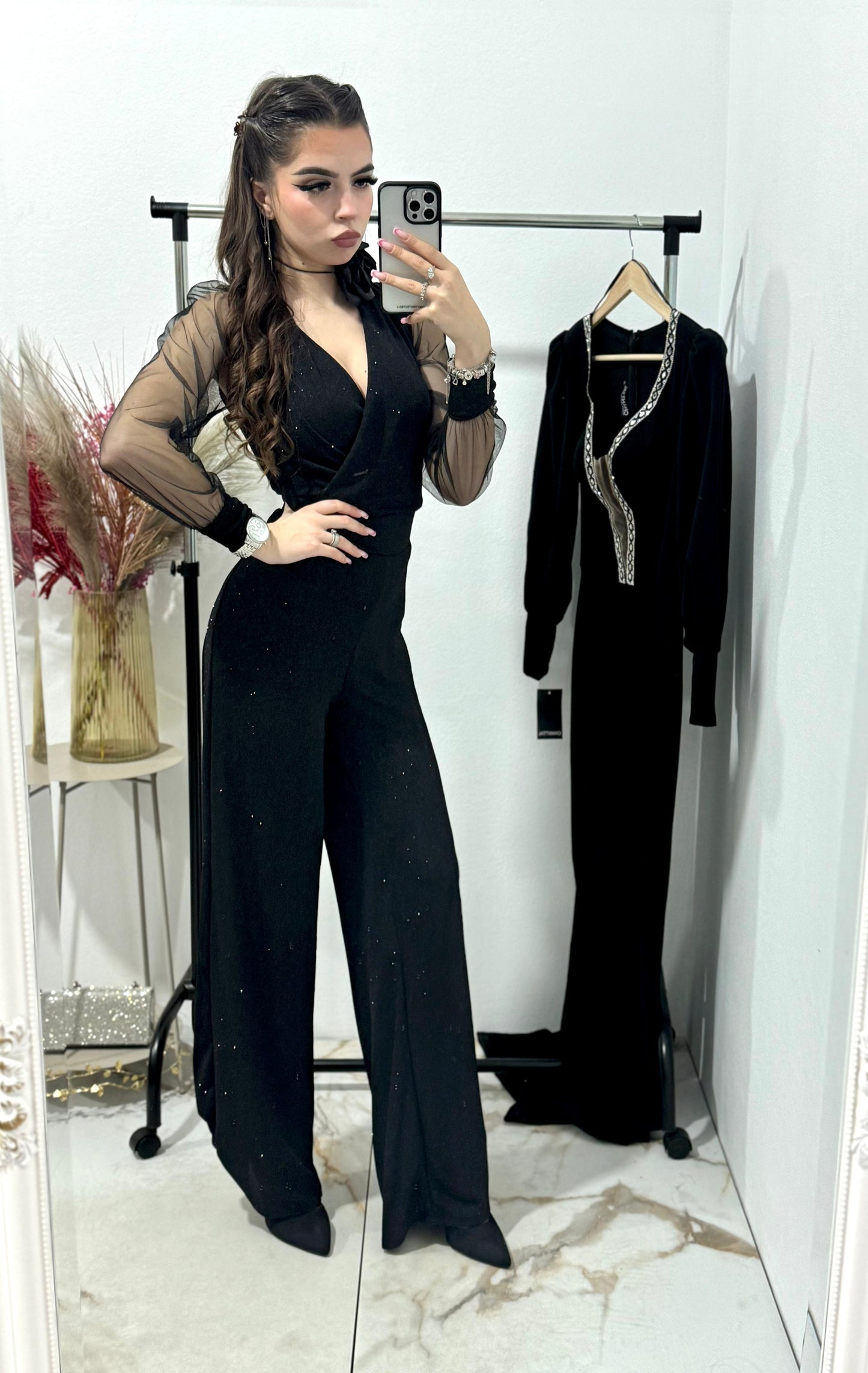 Salopeta neagra din lurex Antonia