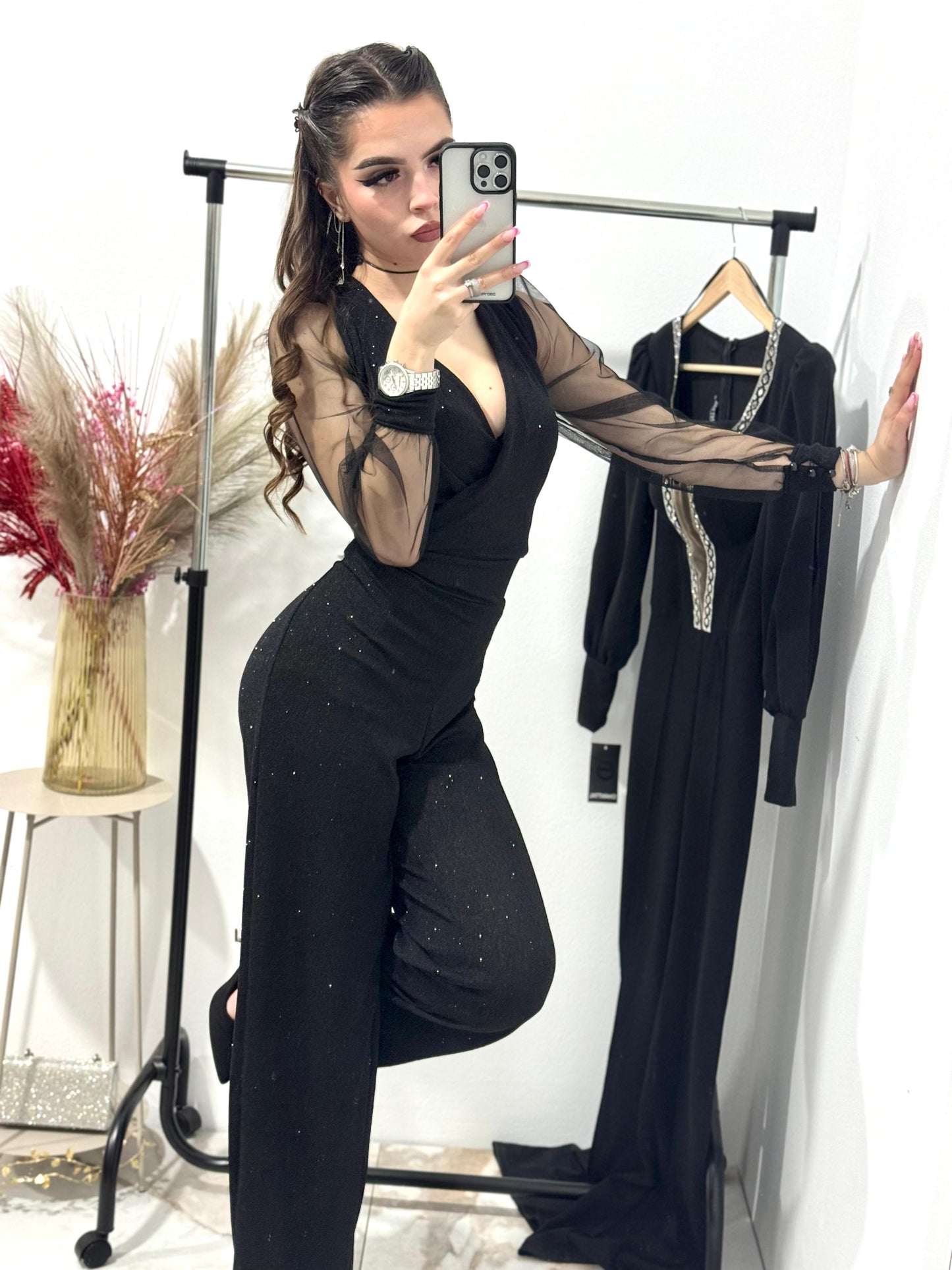 Salopeta neagra din lurex Antonia