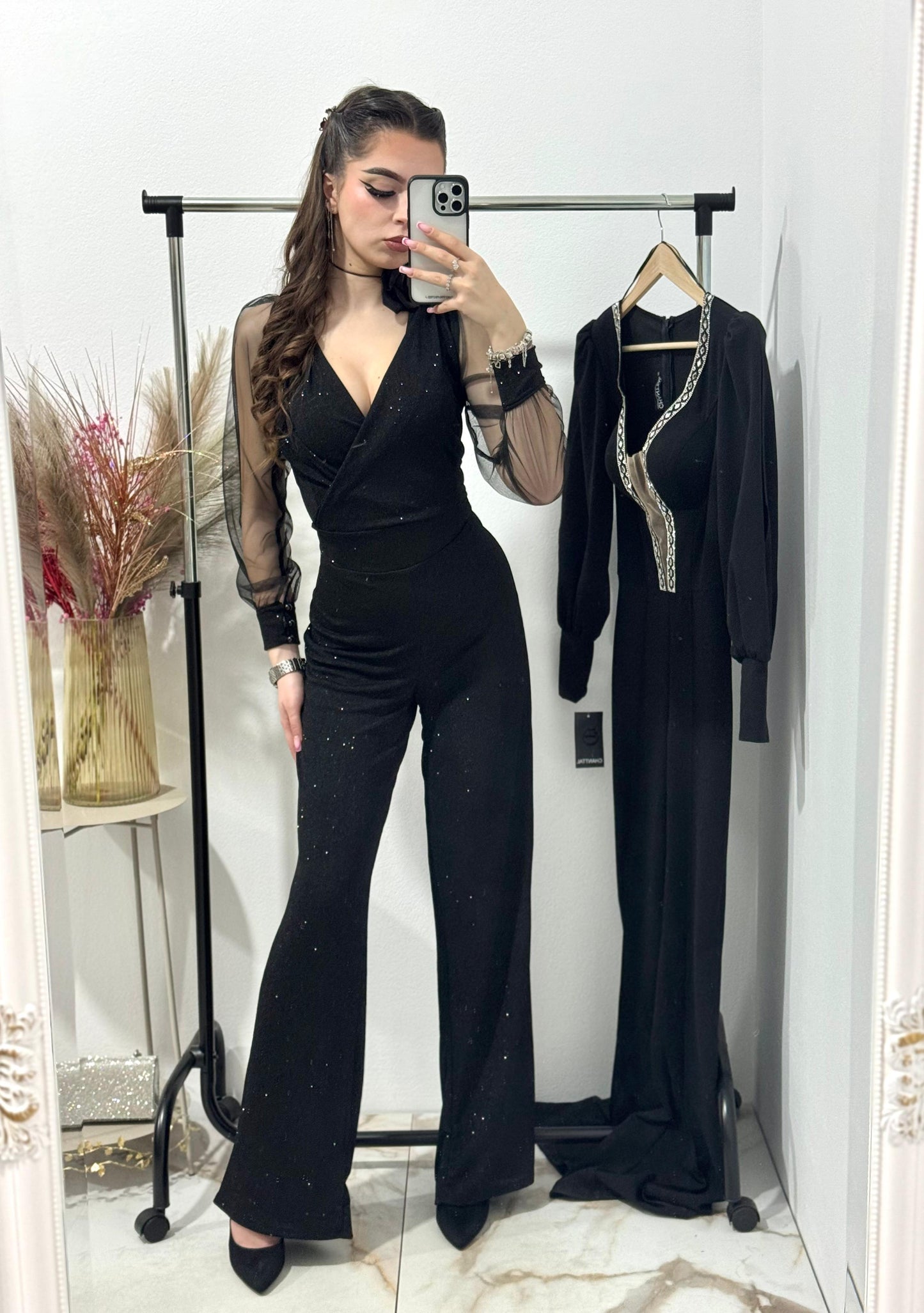 Salopeta neagra din lurex Antonia