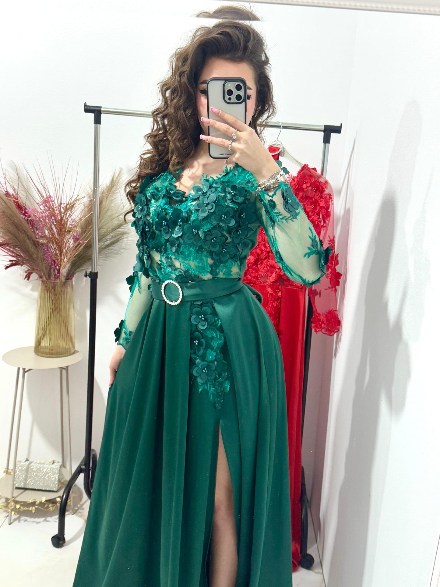Rochie lunga Adelline cu dantela 3D