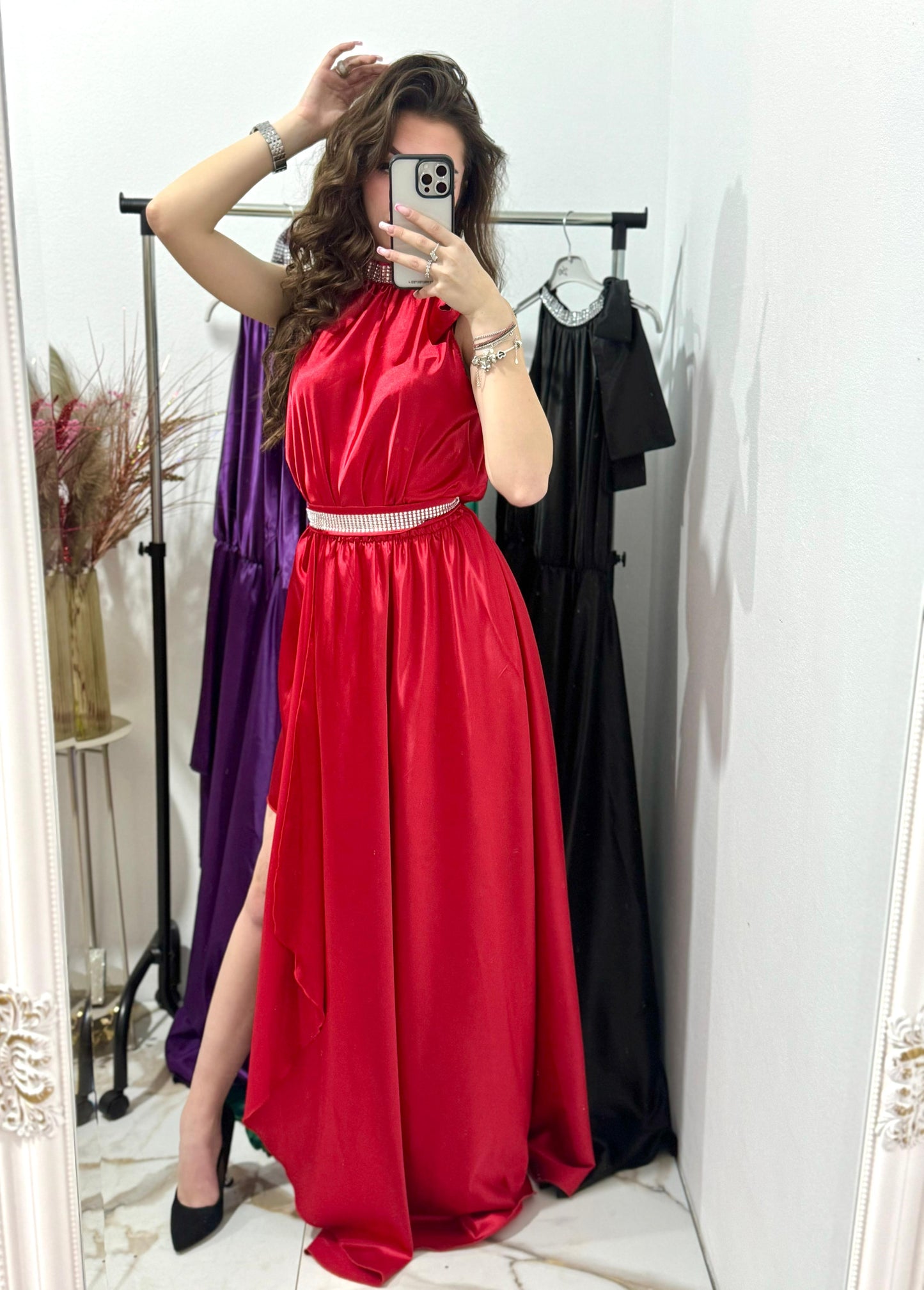 Rochie lunga din satin Marisa