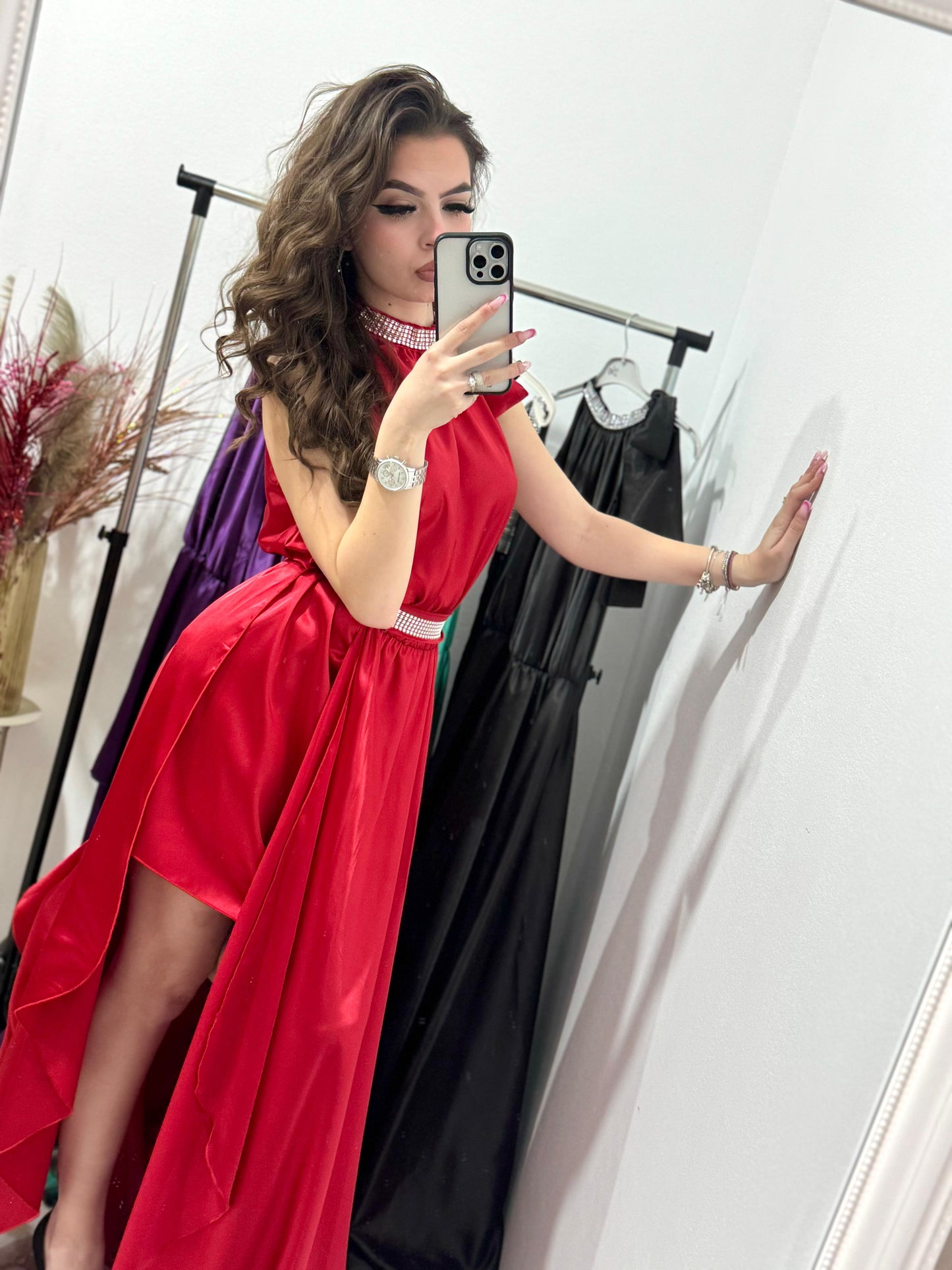 Rochie lunga din satin Marisa