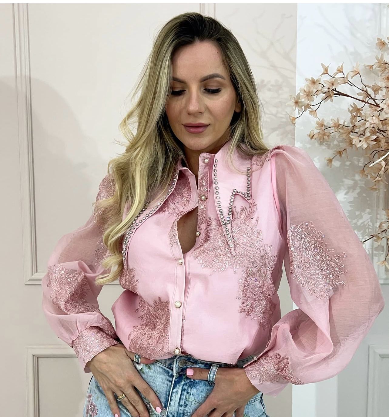 Camasa eleganta roz Danielle