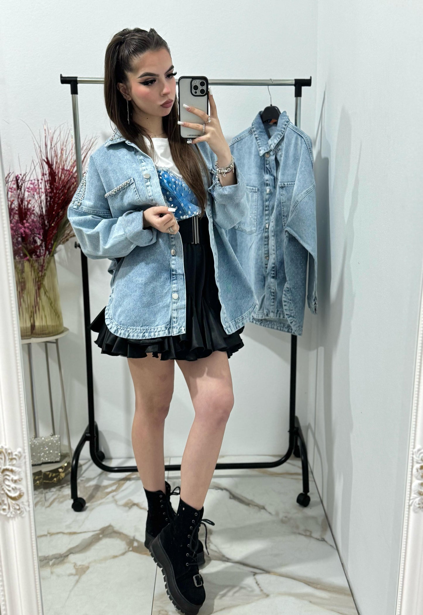Geaca lunga denim Sakeena