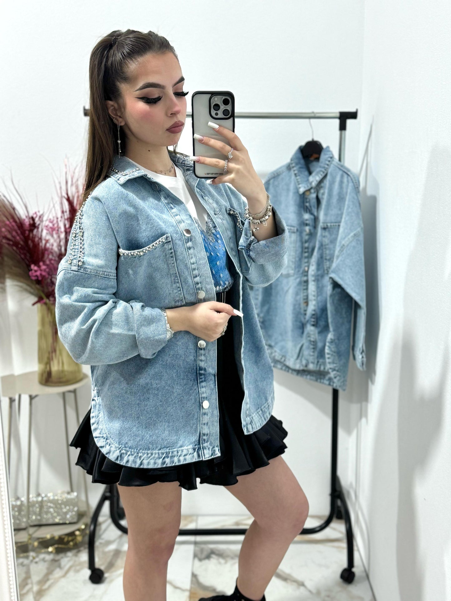Geaca lunga denim Sakeena