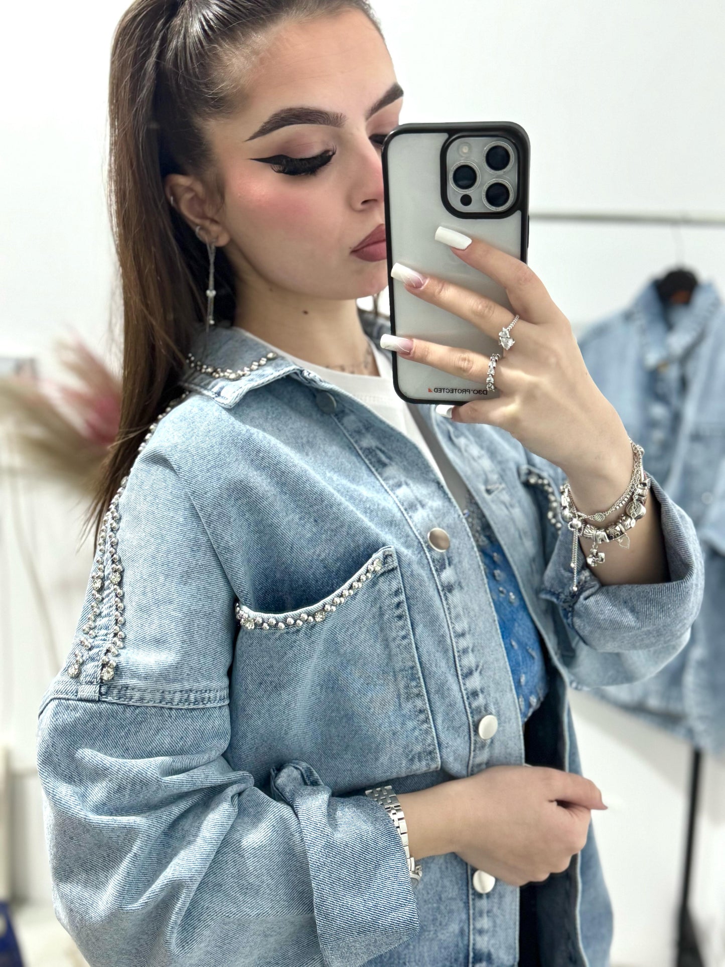 Geaca lunga denim Sakeena