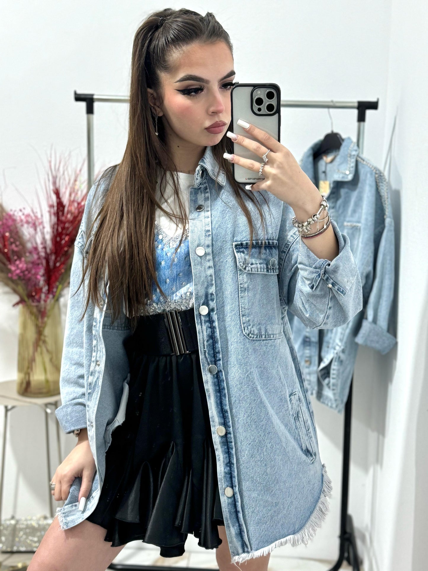 Geaca denim lunga Sylvester și Tweety