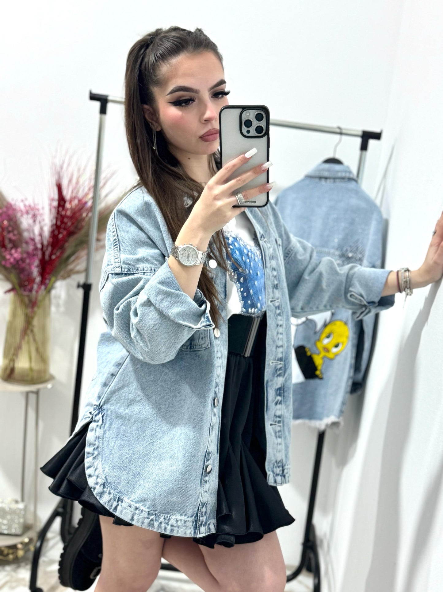Geaca lunga denim Minnie Love