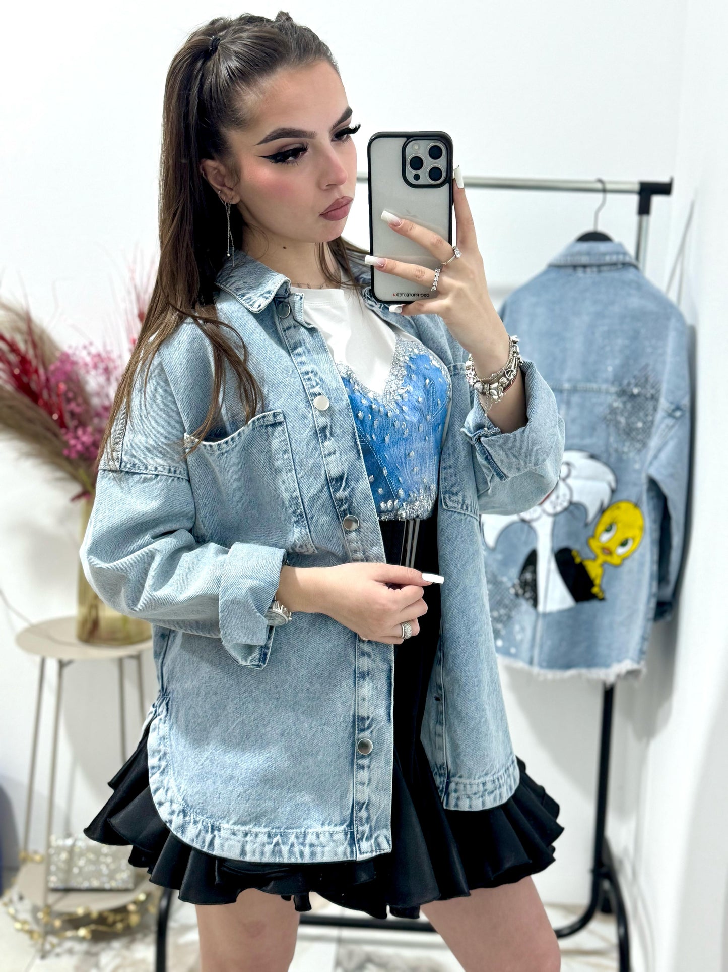 Geaca lunga denim Minnie Love