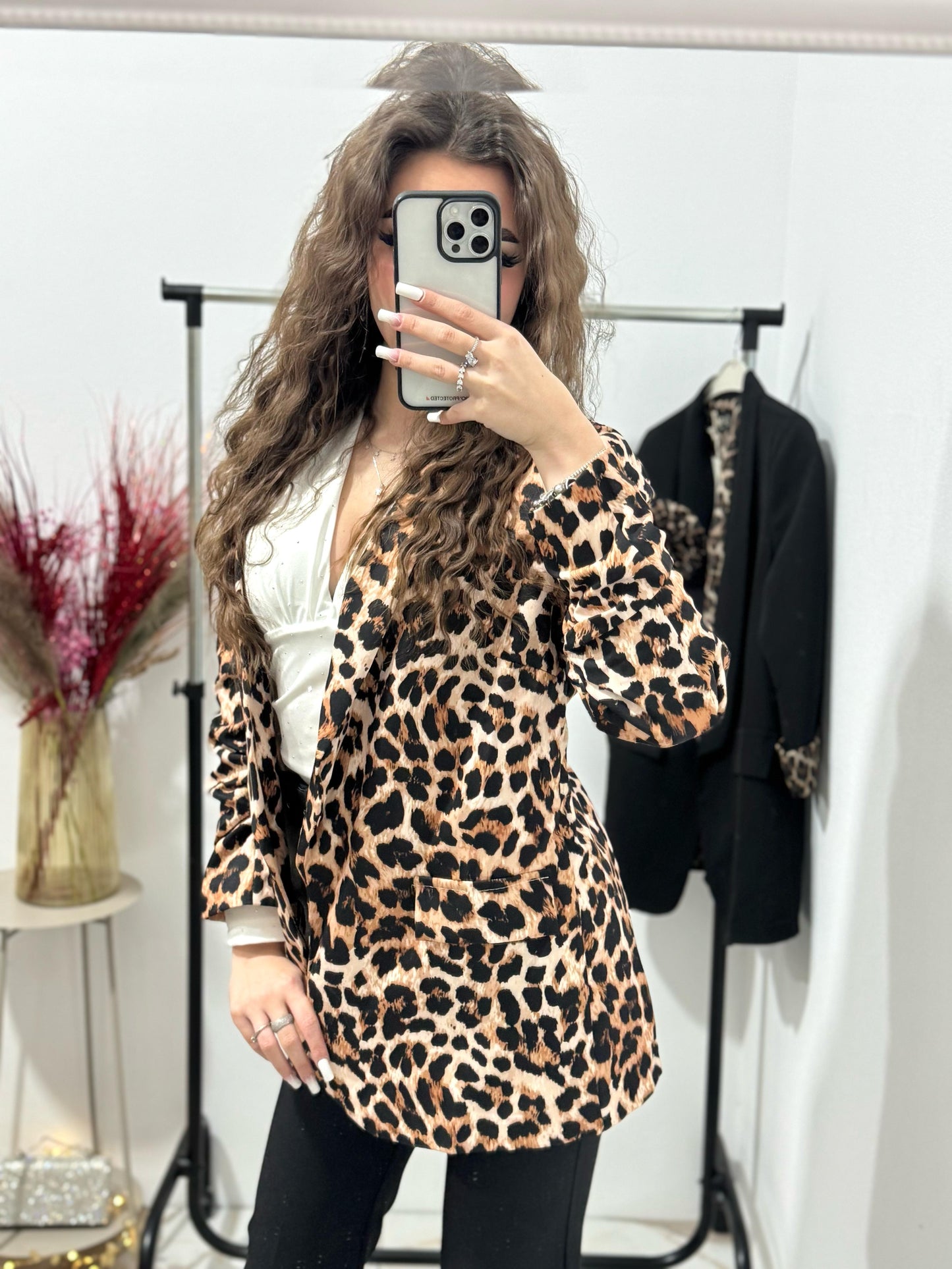 Sacou imprimeu leopard Cristina