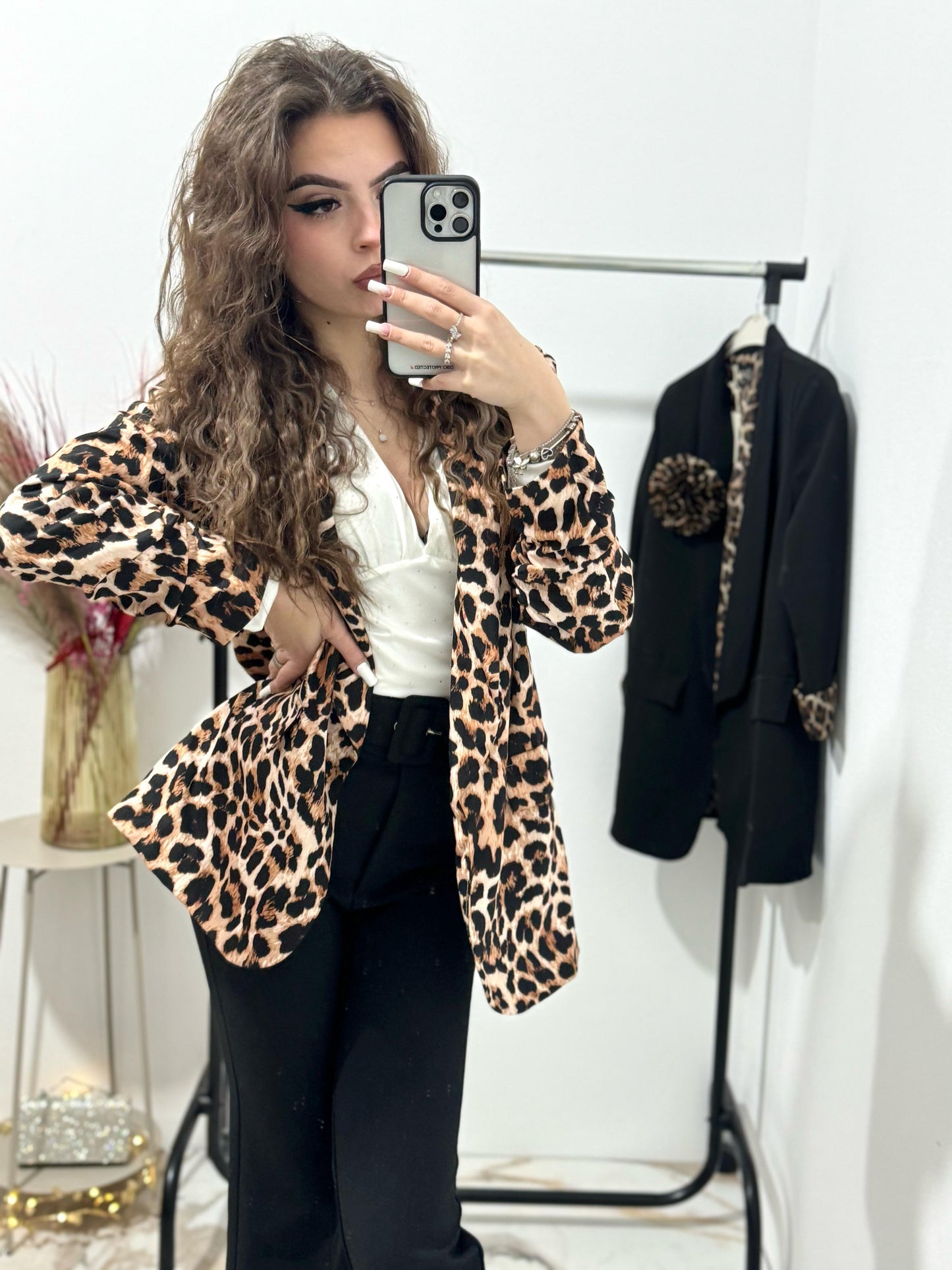 Sacou imprimeu leopard Cristina