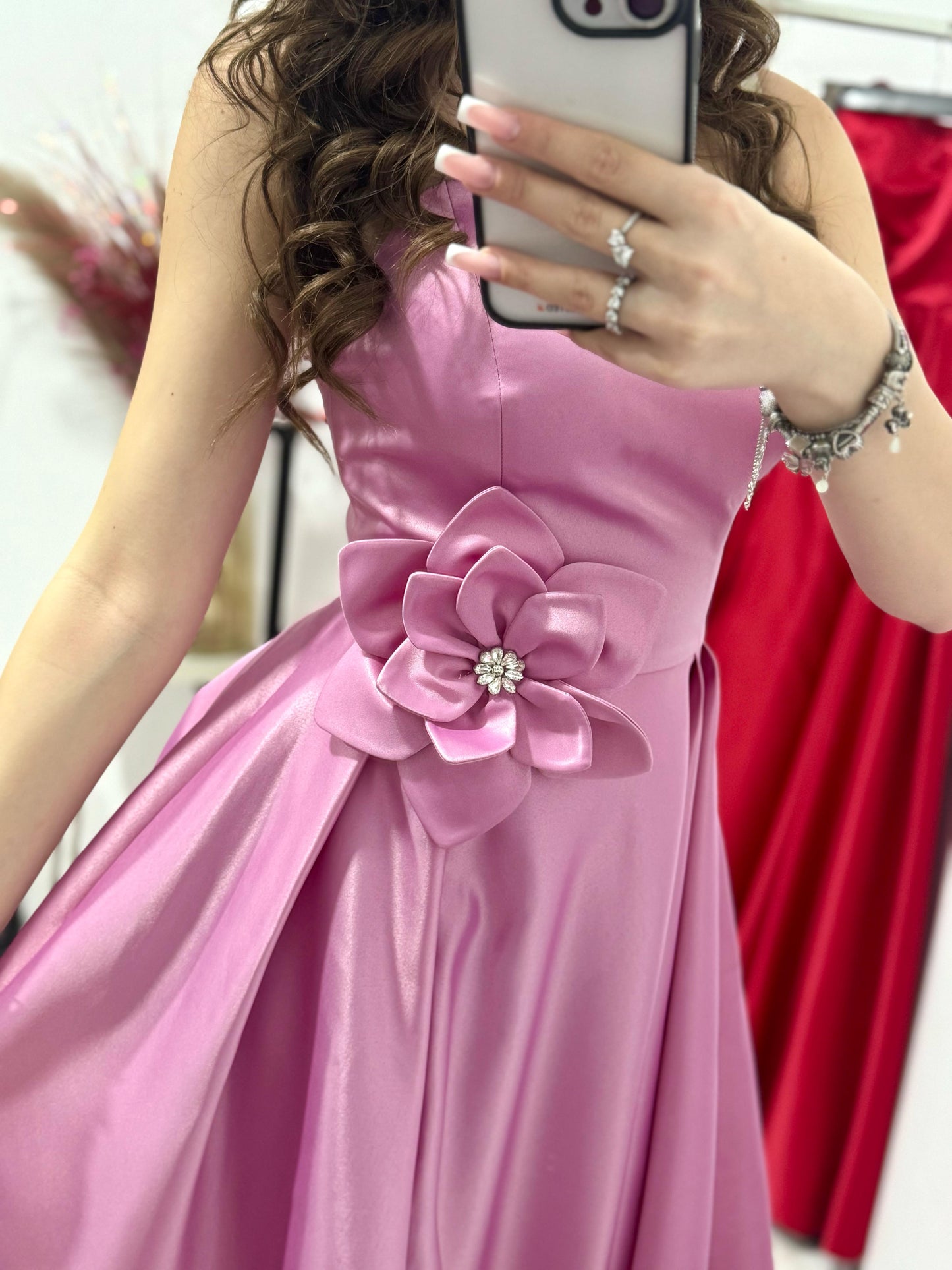 Rochie de seara,lunga din tafta roz plamaniu Victoria