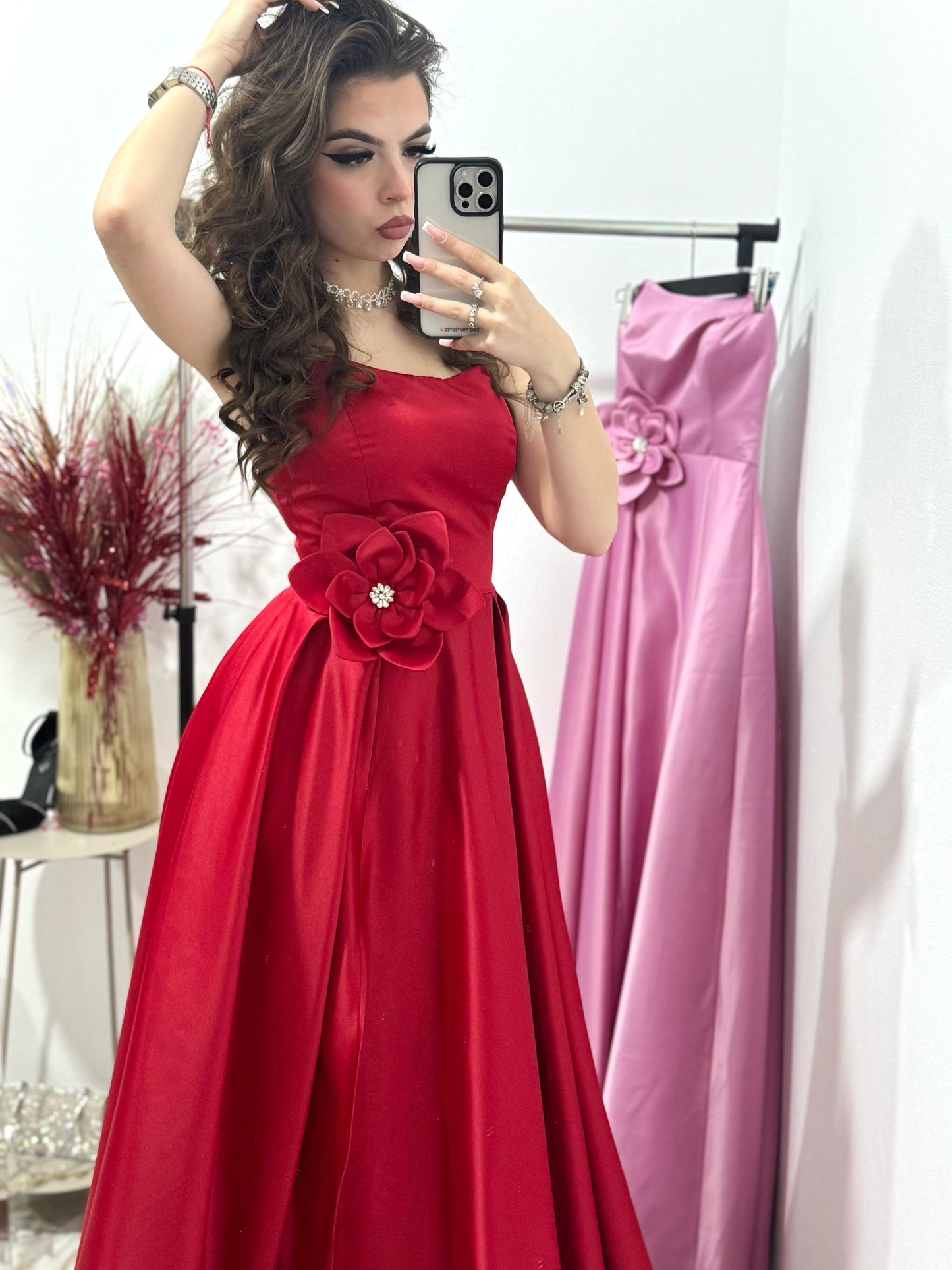 Rochie de seara ,lunga din tafta rosie Victoria