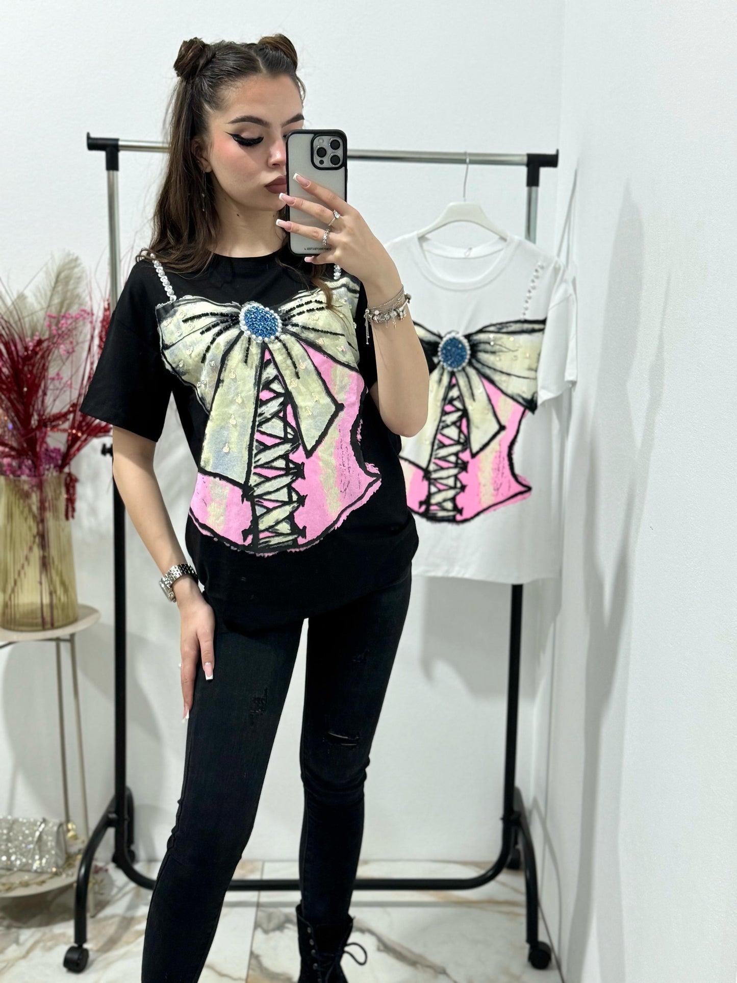 Tricou dama cu imprimeu corset