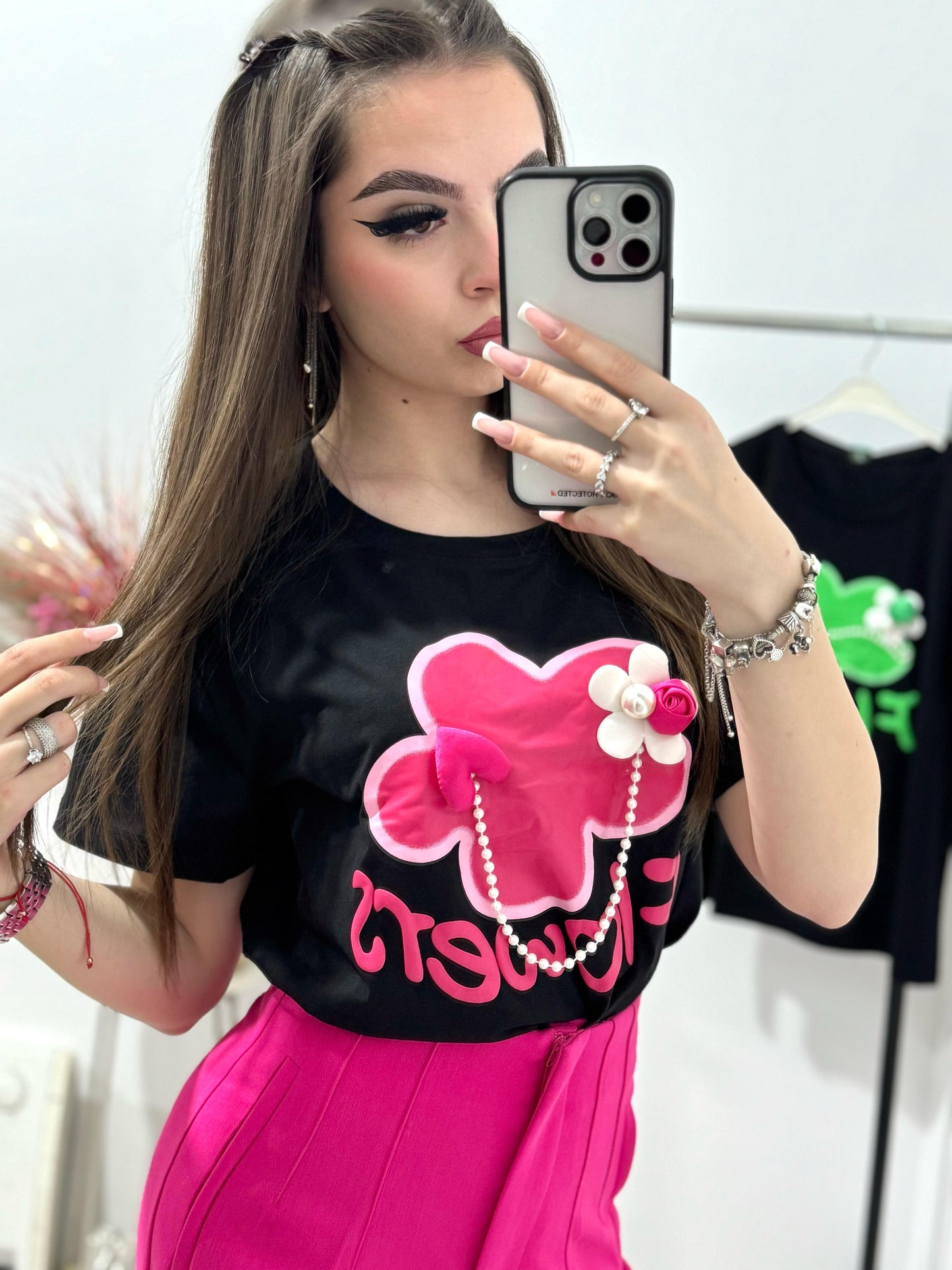 Tricou negru Flower
