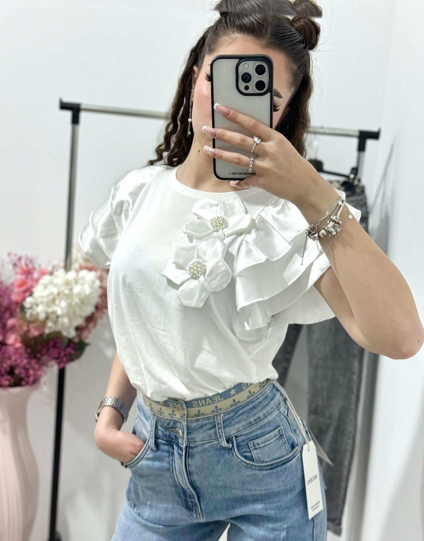 Tricou cu maneca satinata Raluca