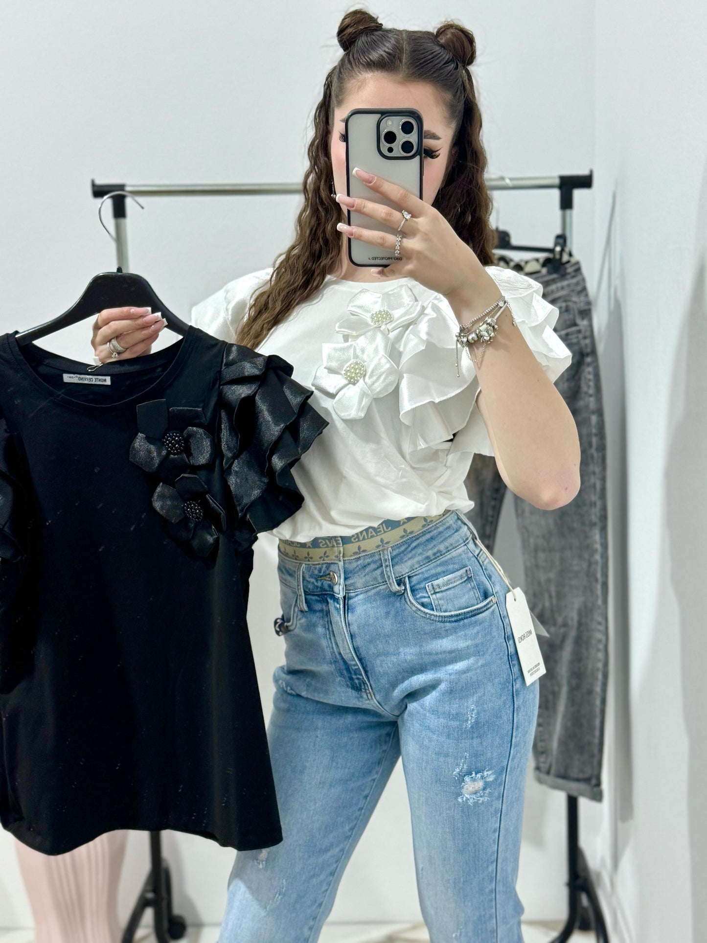 Tricou cu maneca satinata Raluca