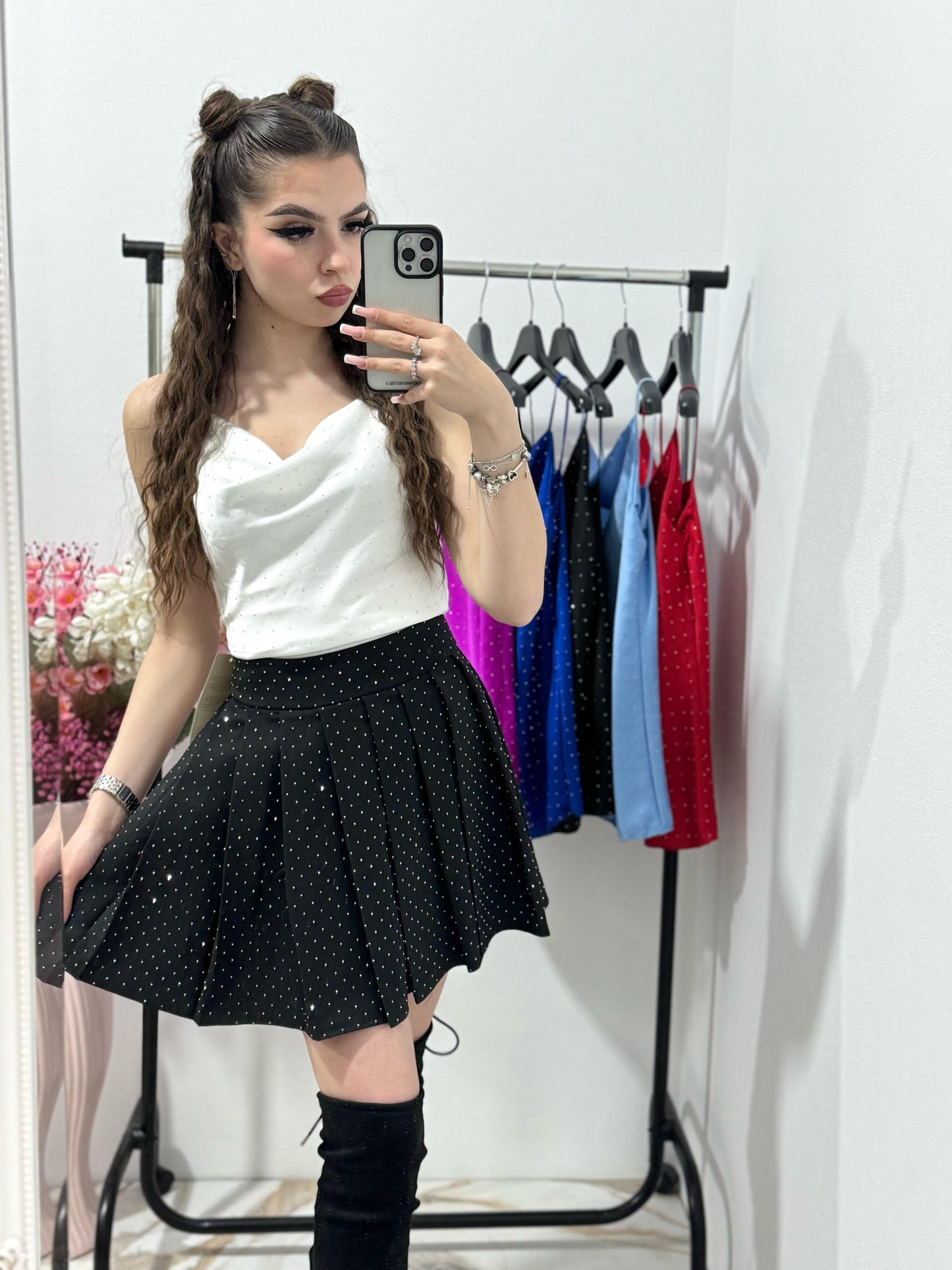 Maieu elegant cu cristale stanțate Sonya