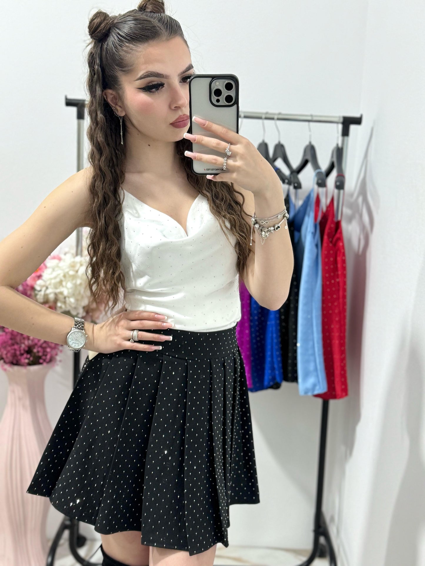 Maieu elegant cu cristale stanțate Sonya