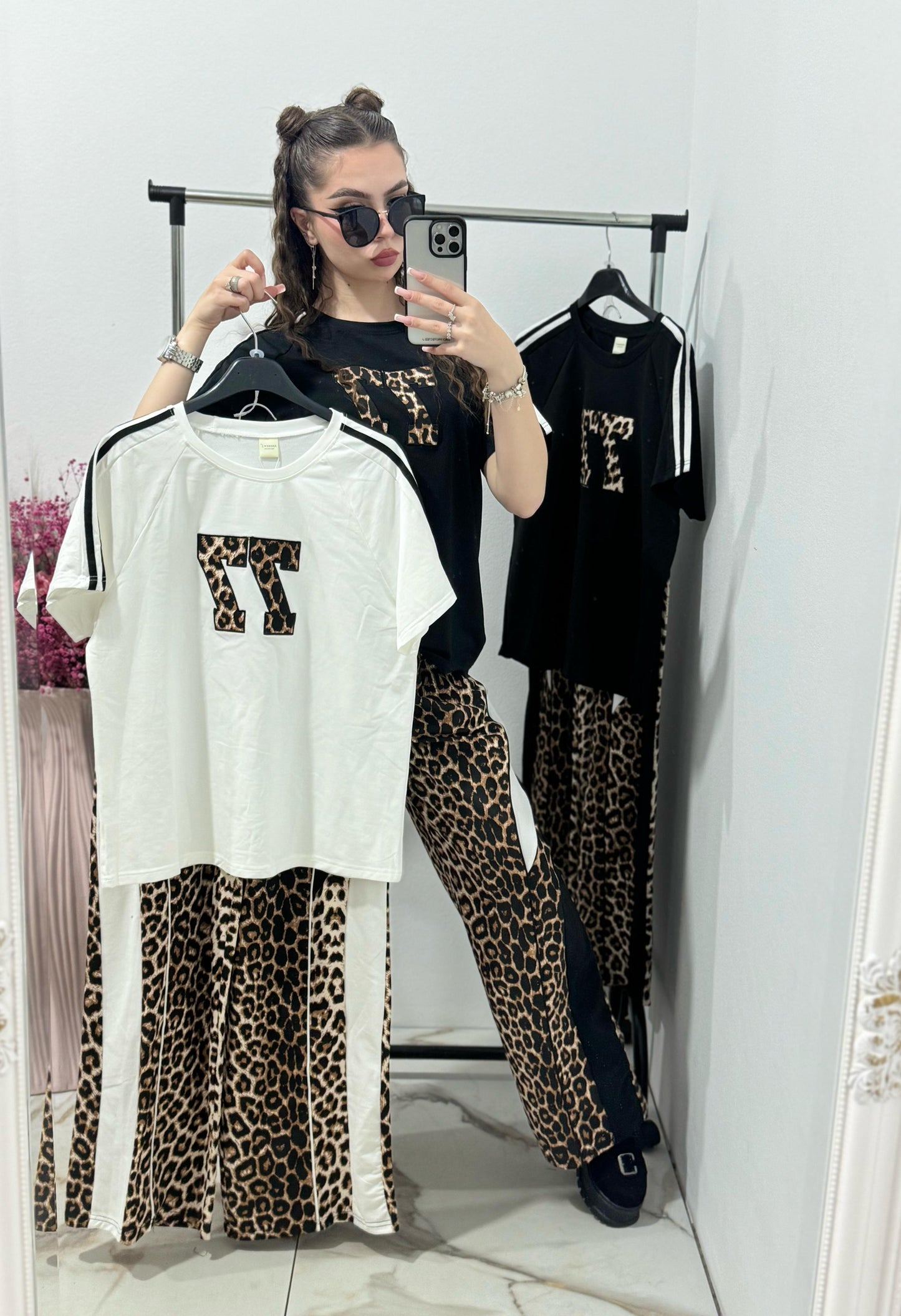 Compleu sport M cu imprimeu leopard