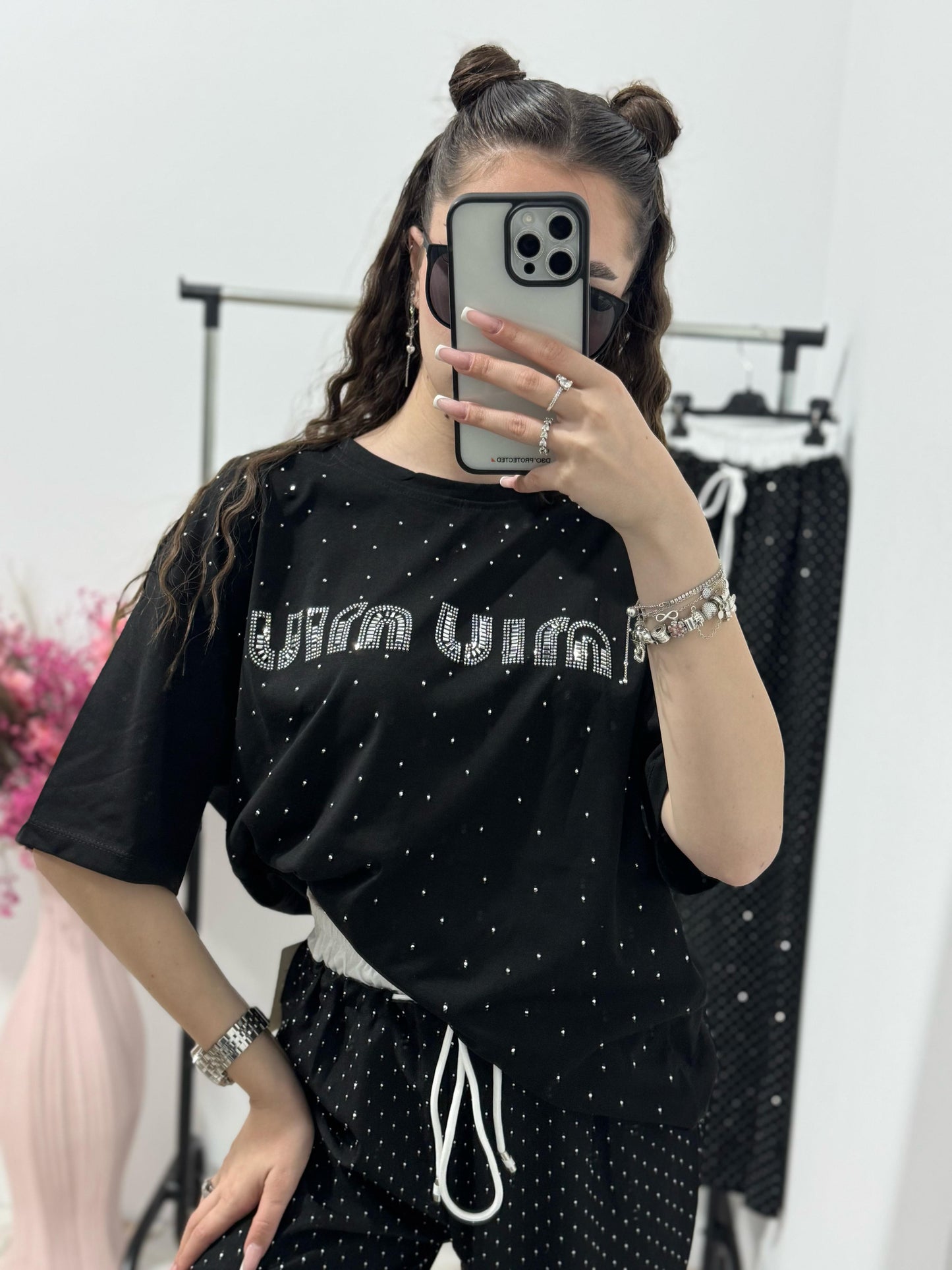 Tricou negru ștanțat MM
