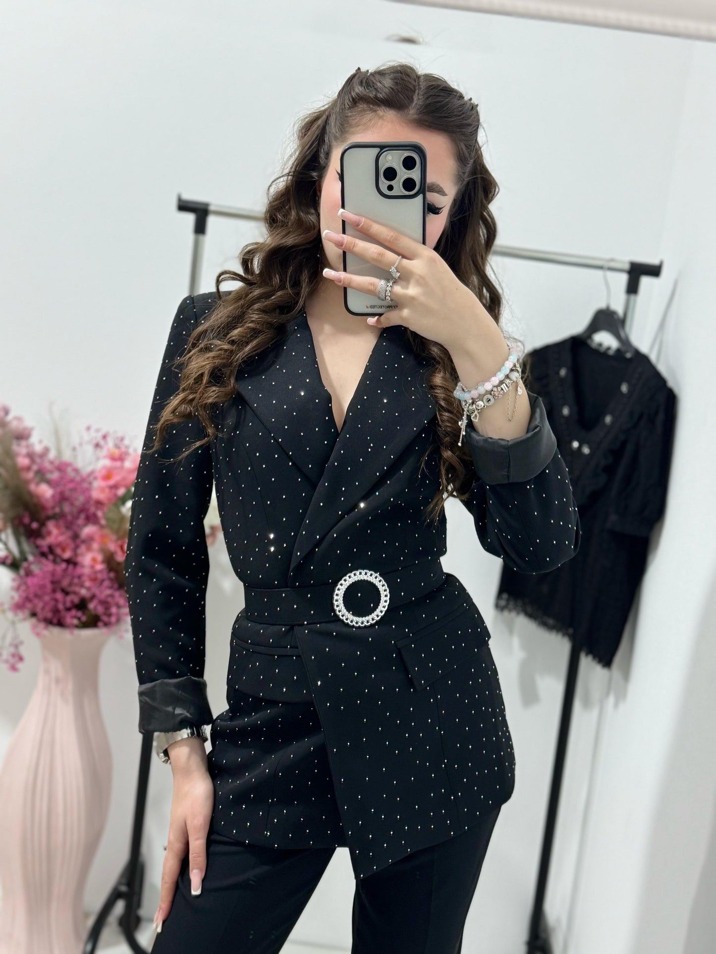 Compleu negru stantat Yasmine
