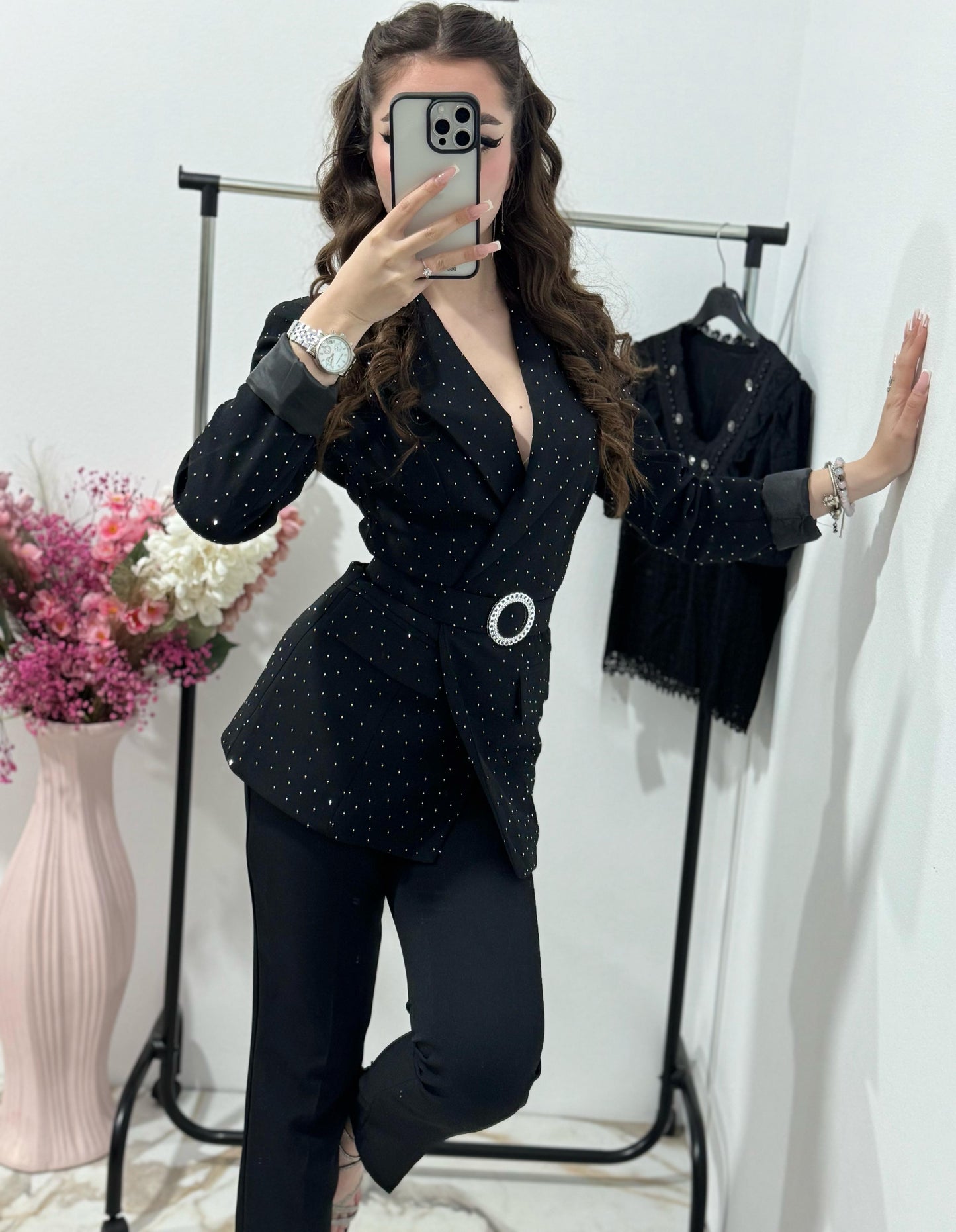 Compleu negru stantat Yasmine