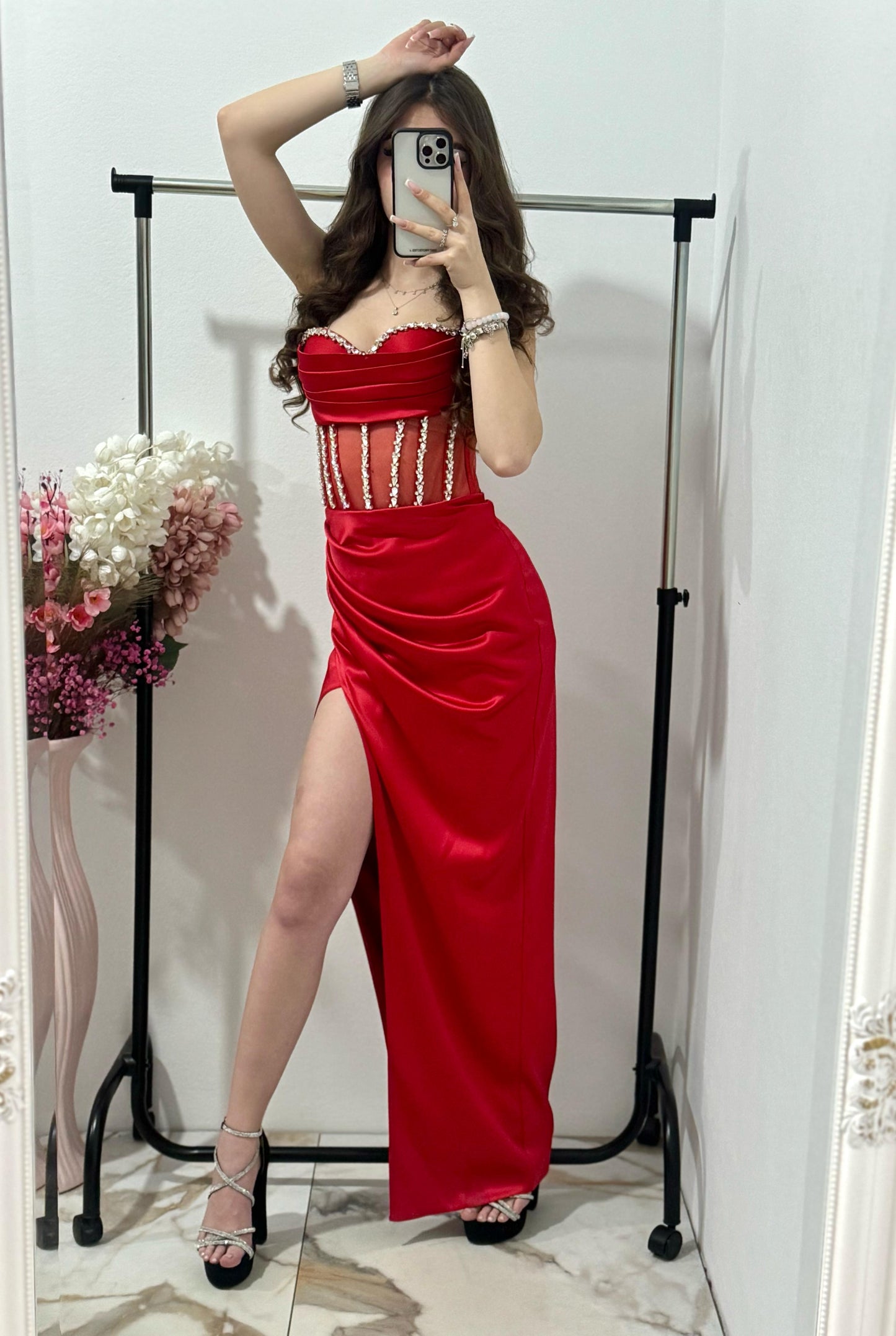Rochie din tafta rosie Venice