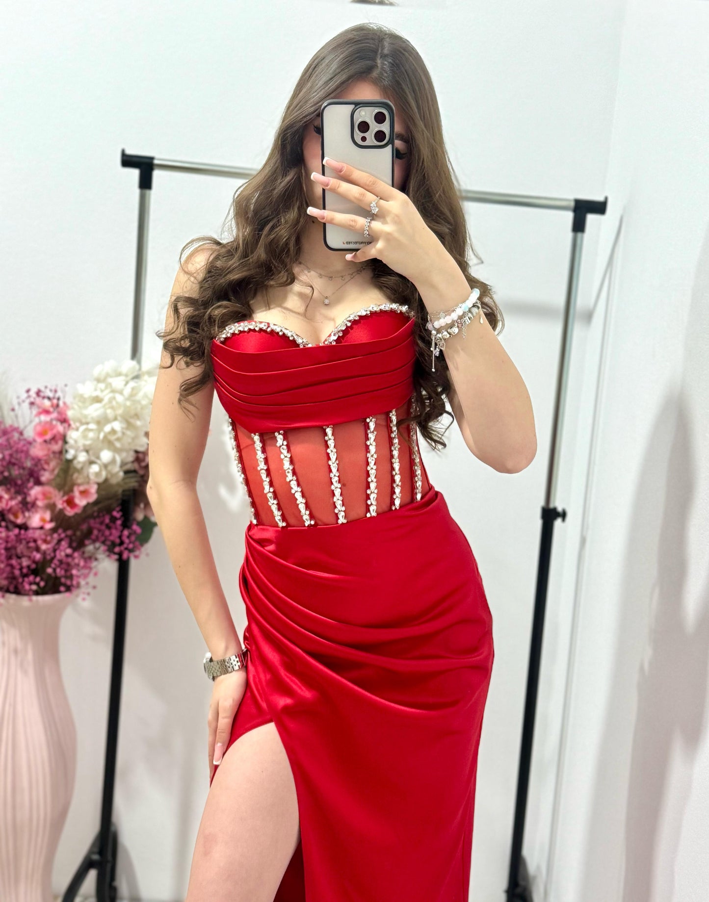 Rochie din tafta rosie Venice