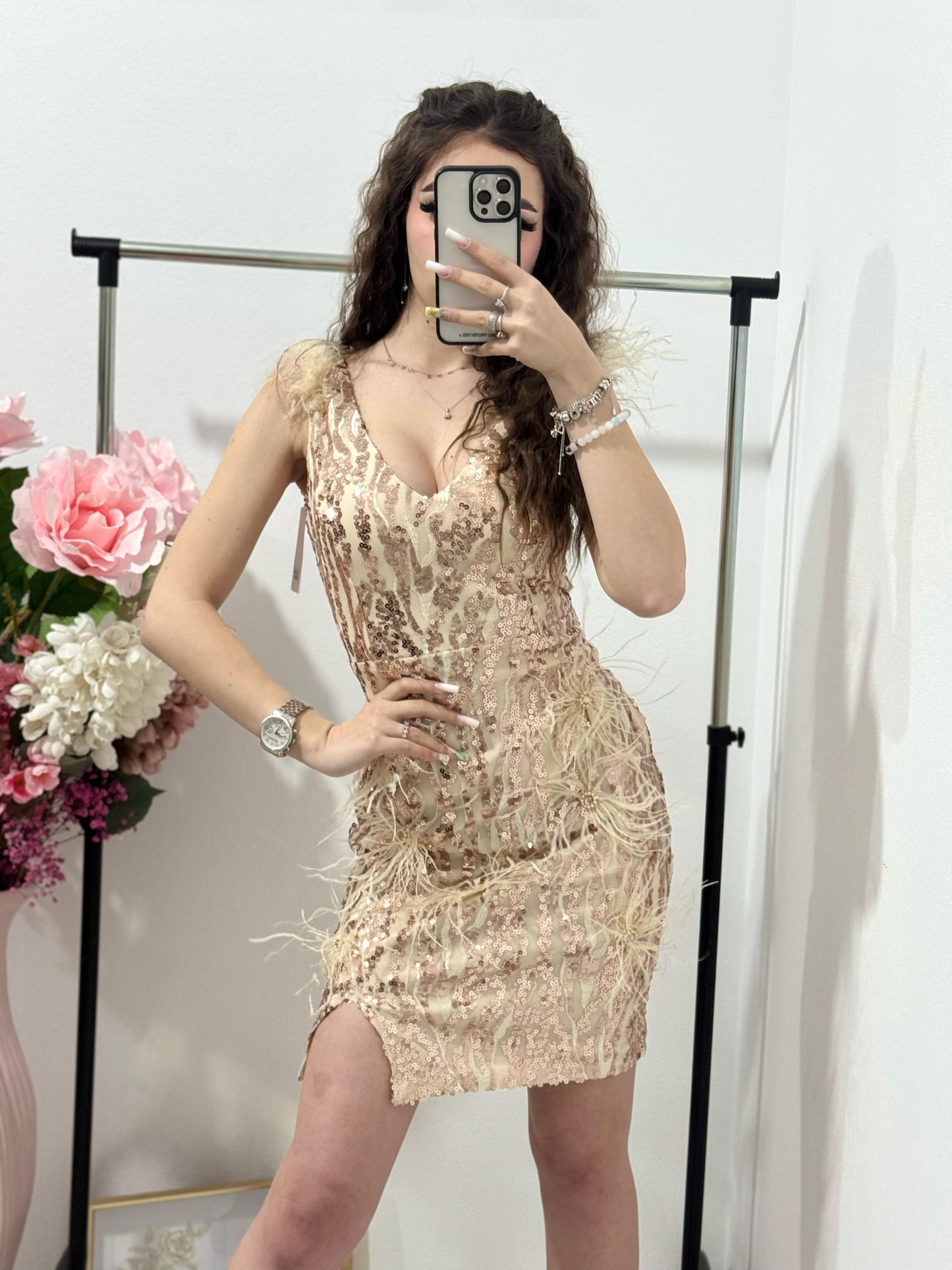 Rochie cu paiete gold Nadine