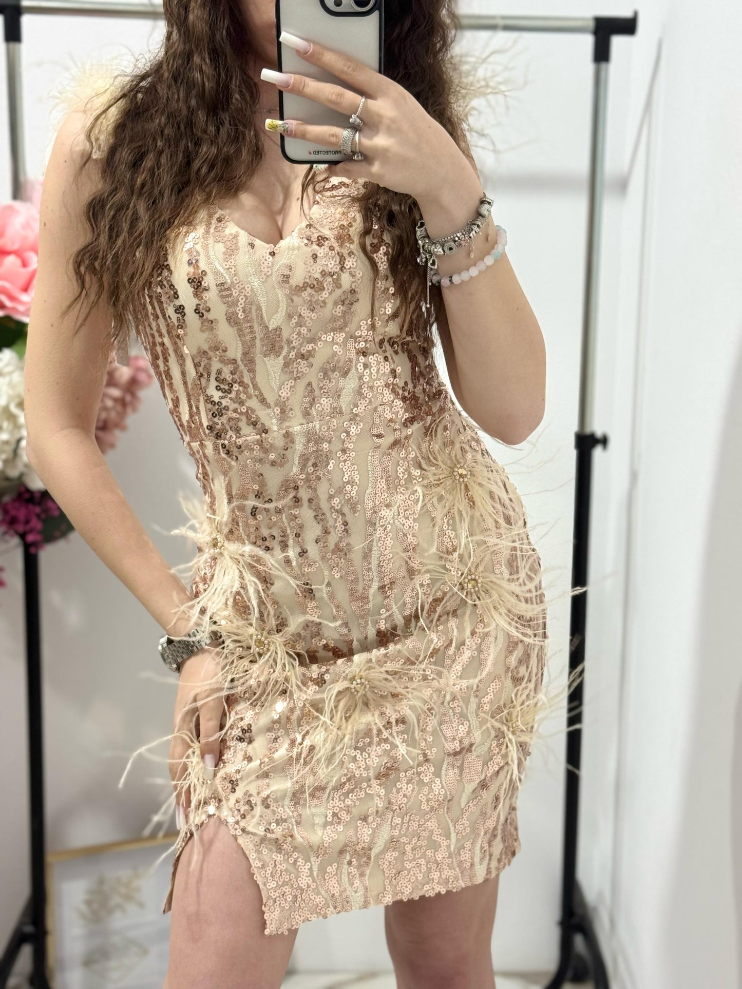 Rochie cu paiete gold Nadine