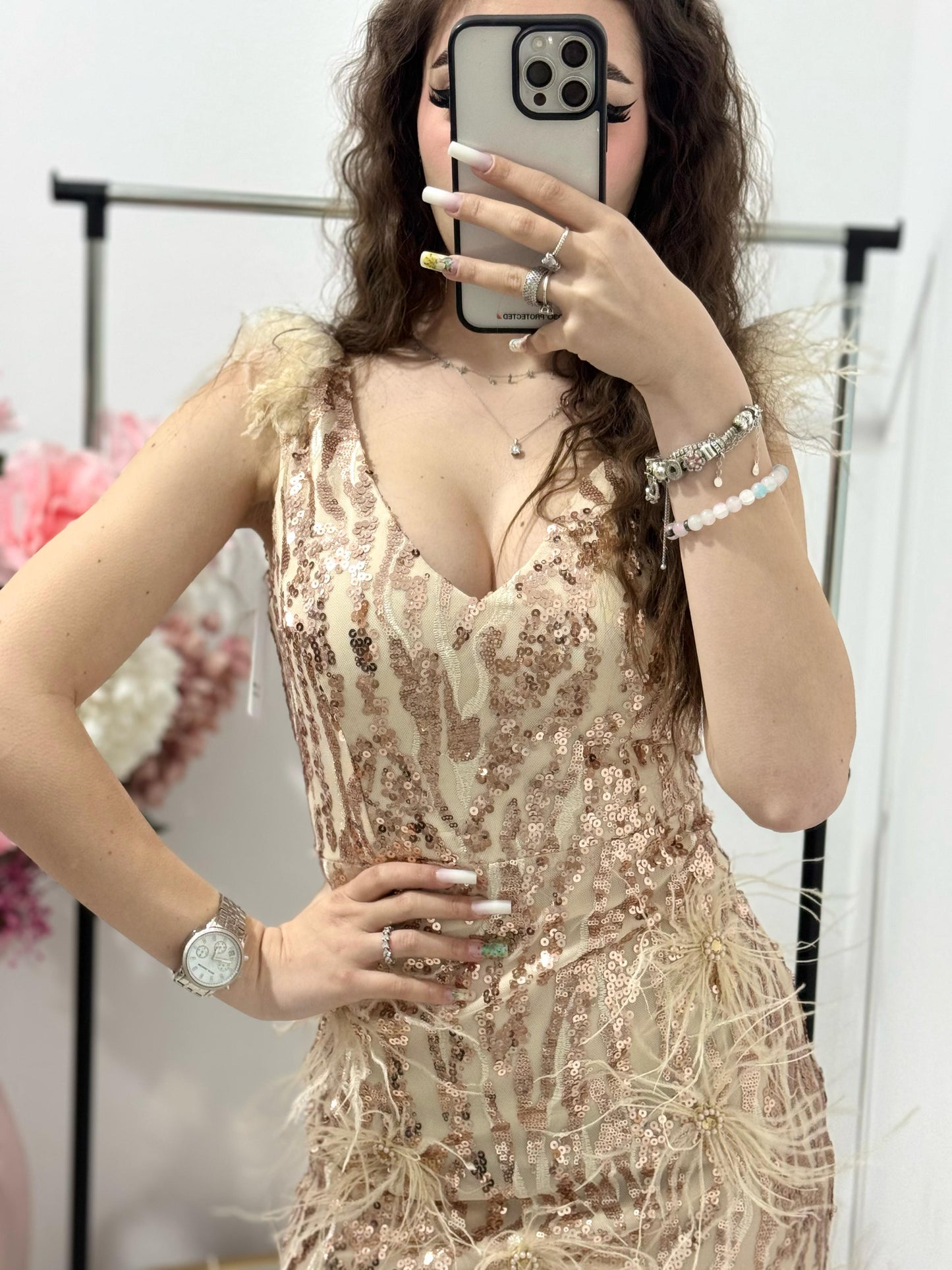 Rochie cu paiete gold Nadine