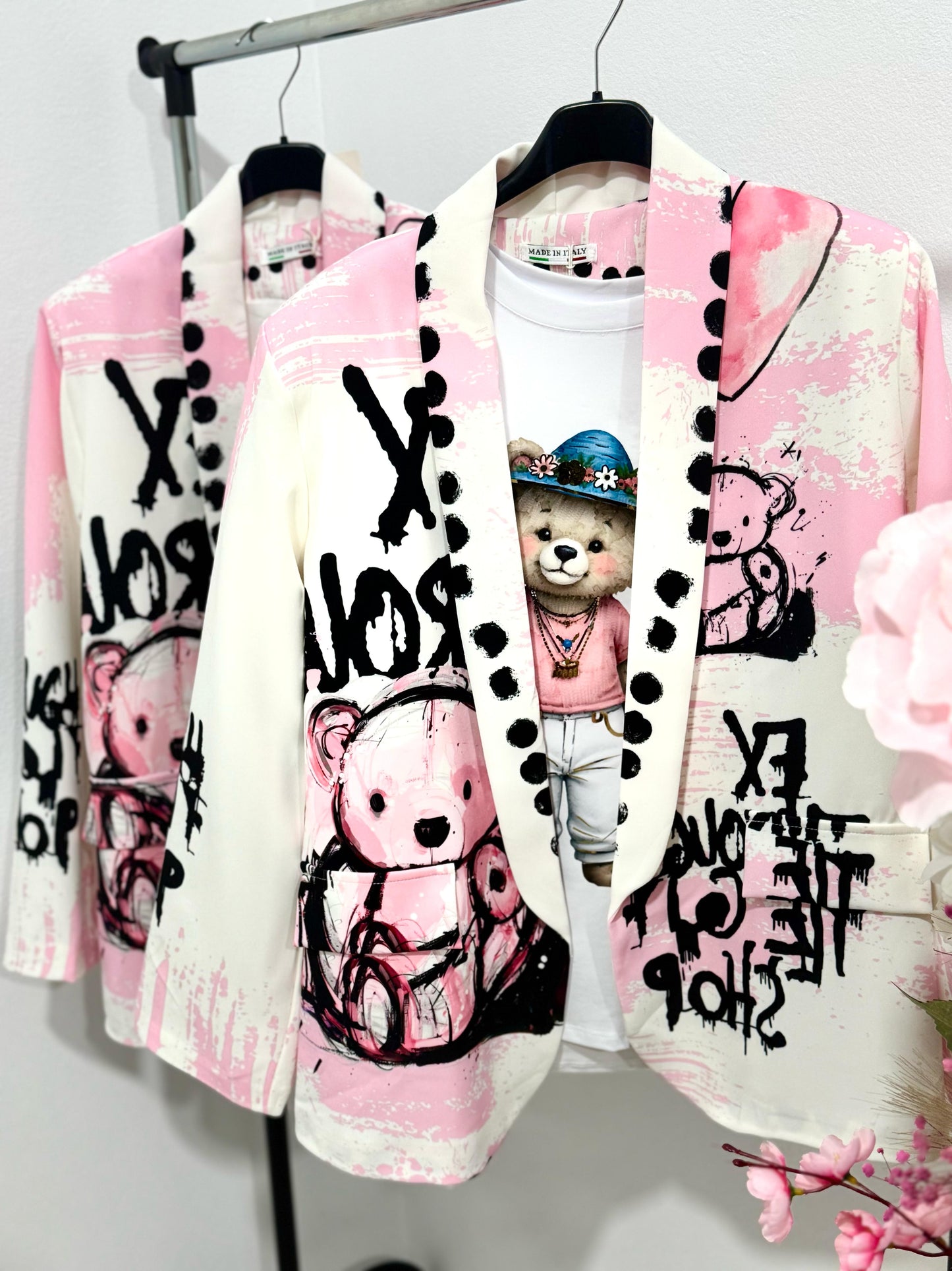Sacou colorat Pink Bear