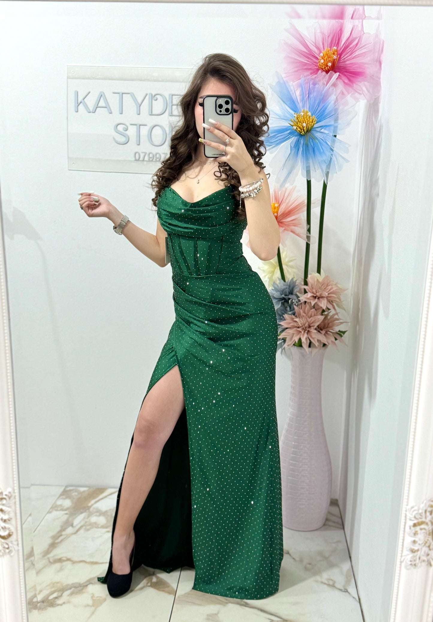 Rochie lunga verde Laura