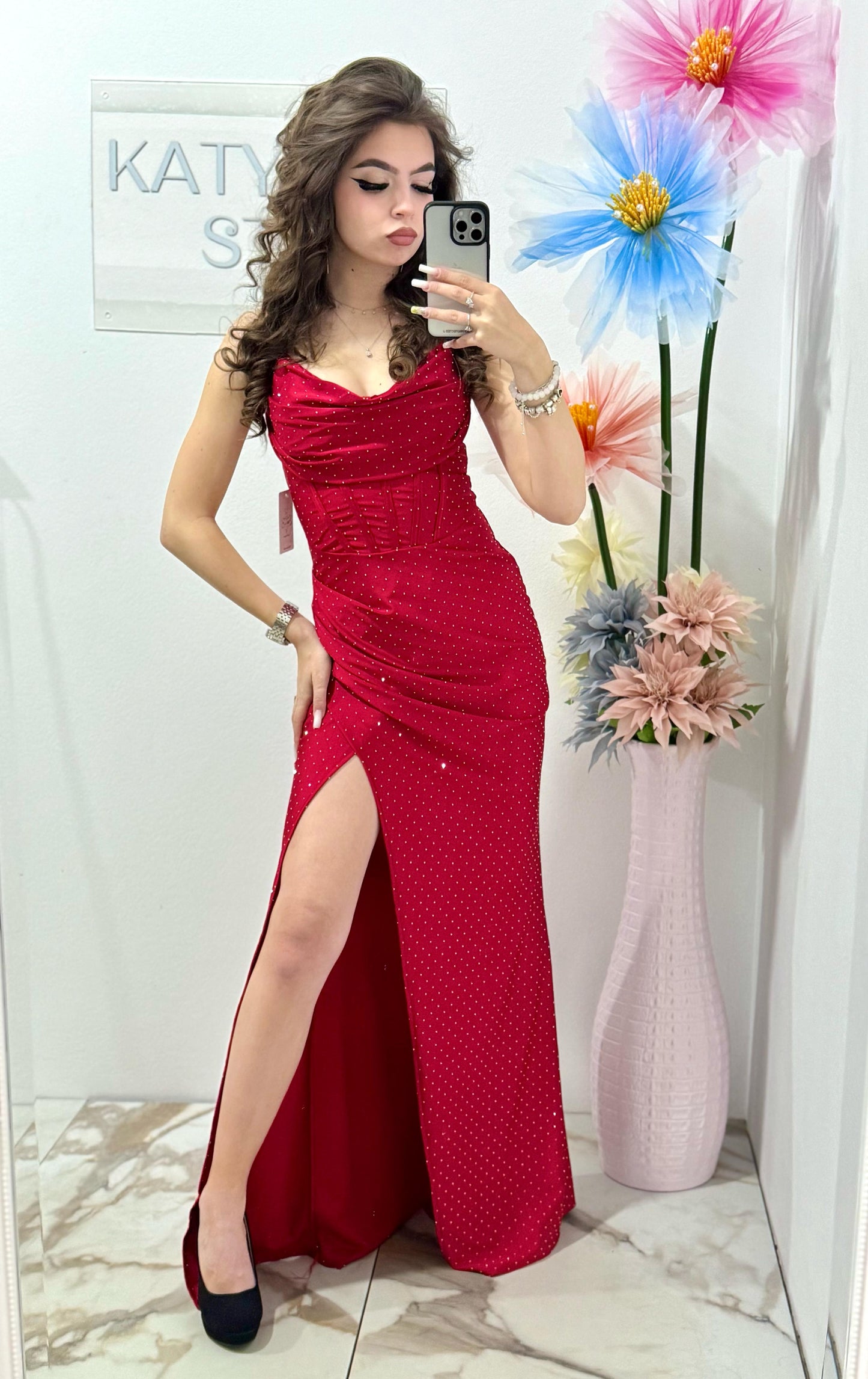 Rochie lunga rosie Laura