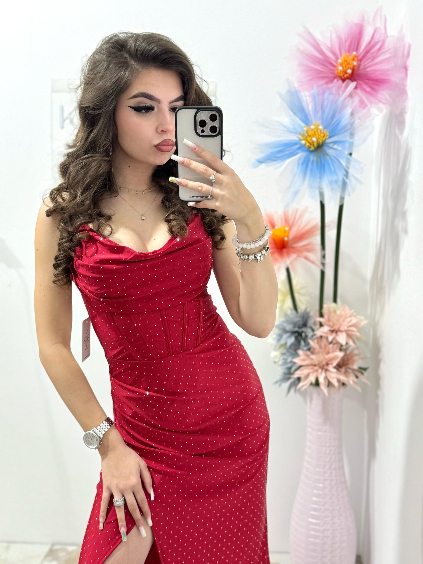 Rochie lunga rosie Laura