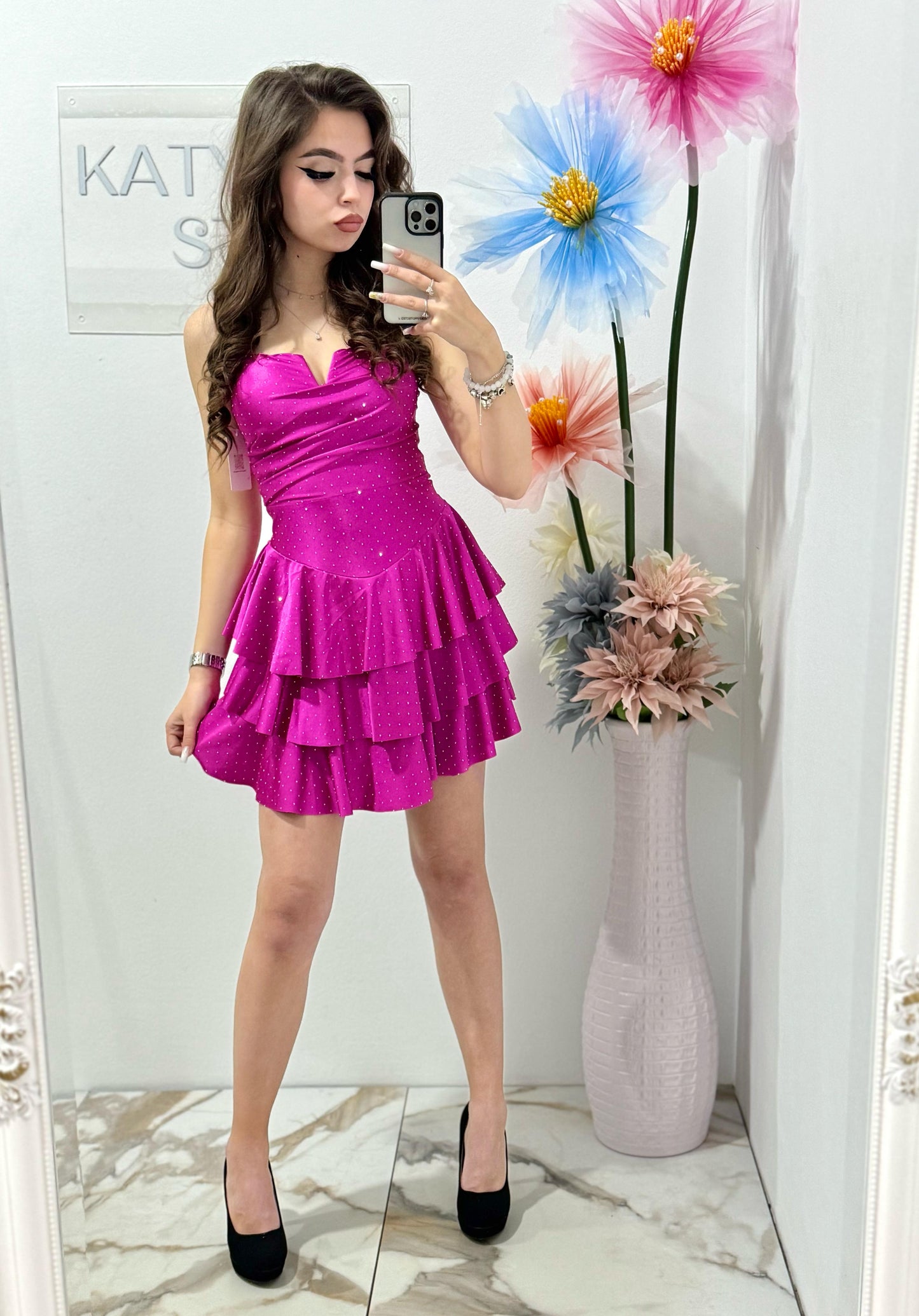 Rochie eleganta fucsia Zonia
