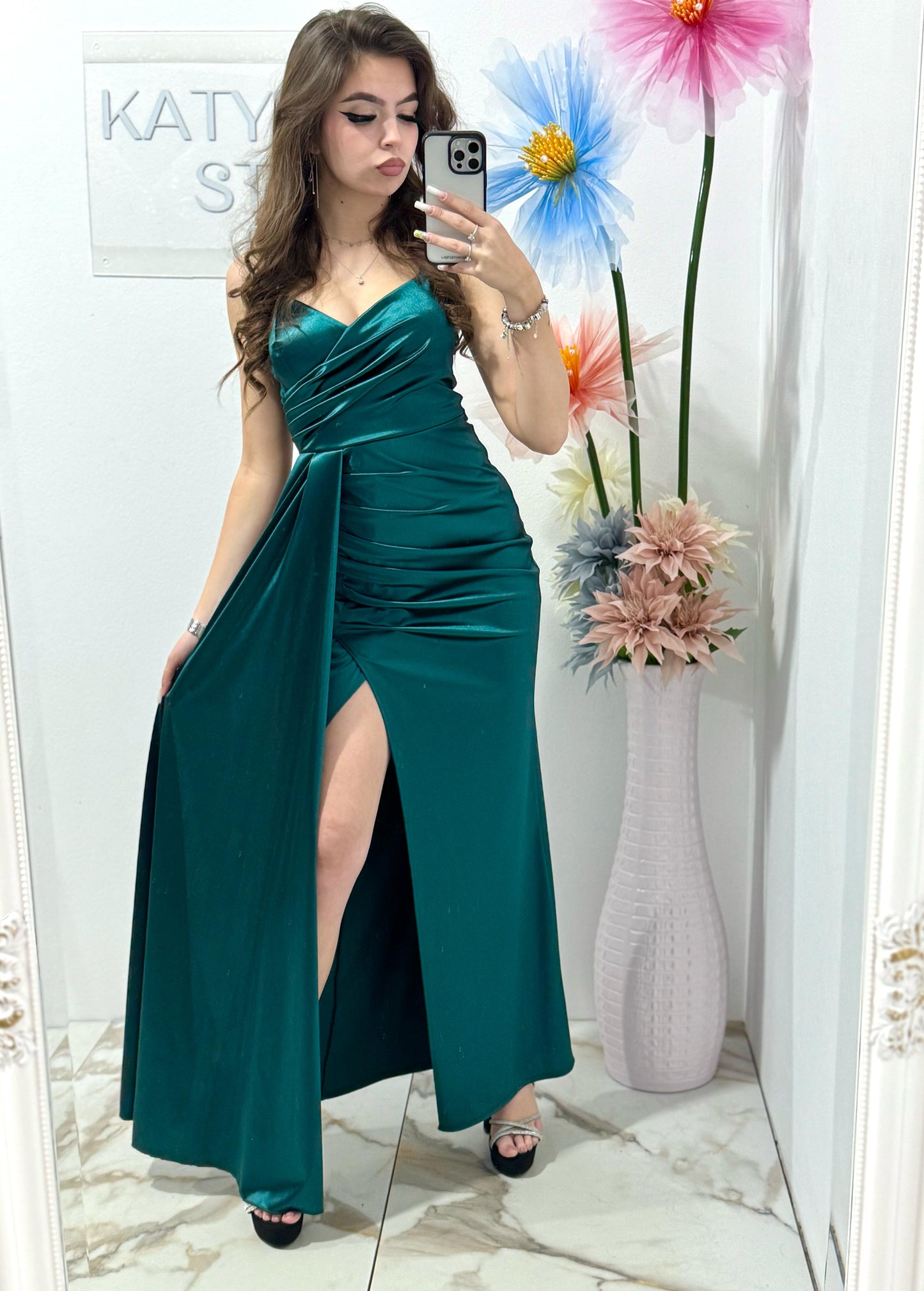 Rochie lunga eleganta turcoaz Monique