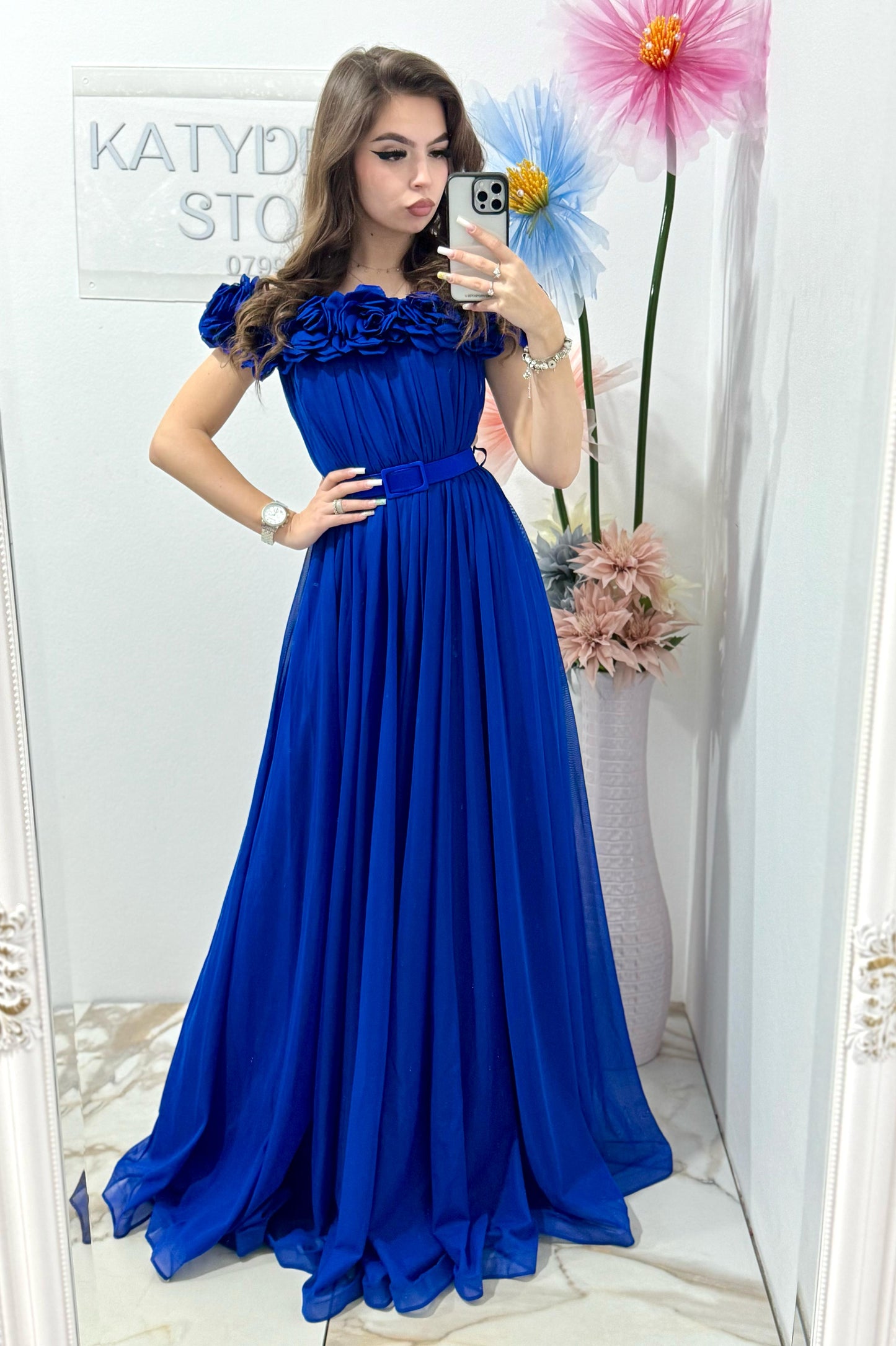 Rochie lunga albastru electric Annais