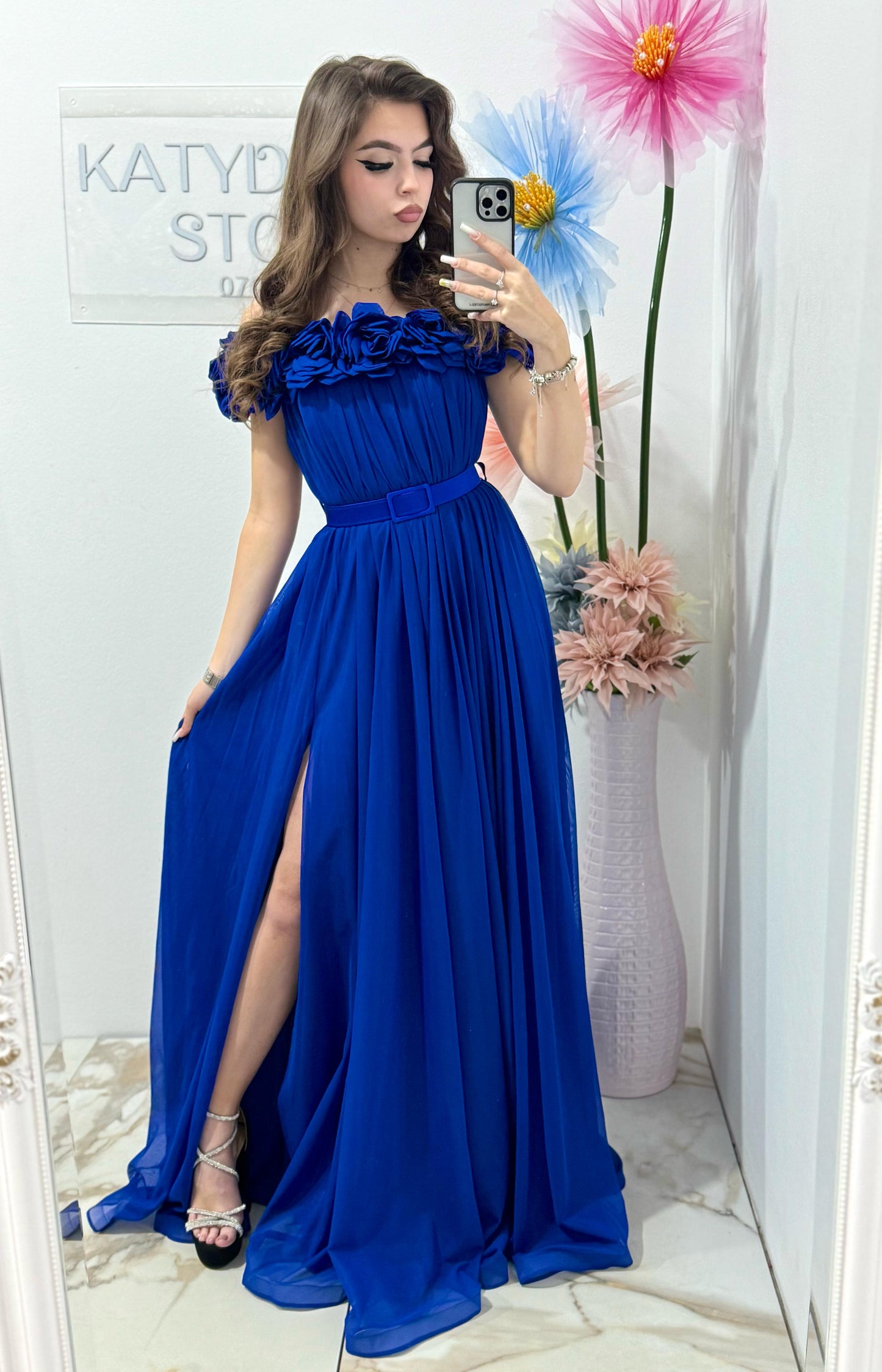 Rochie lunga albastru electric Annais