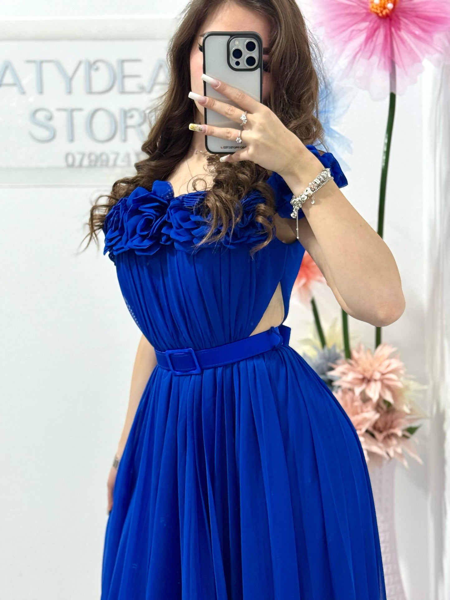 Rochie lunga albastru electric Annais