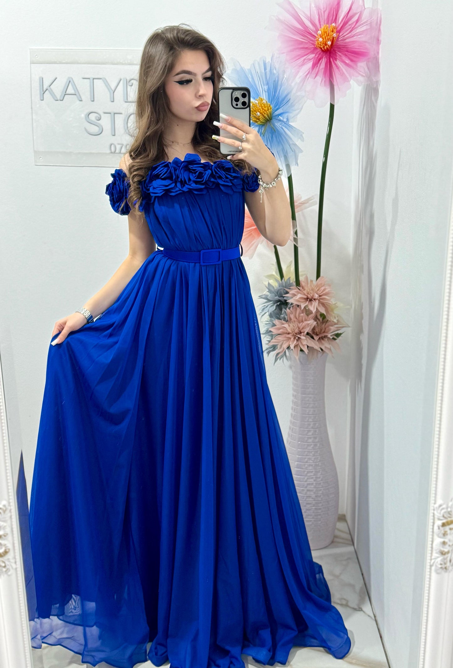 Rochie lunga albastru electric Annais