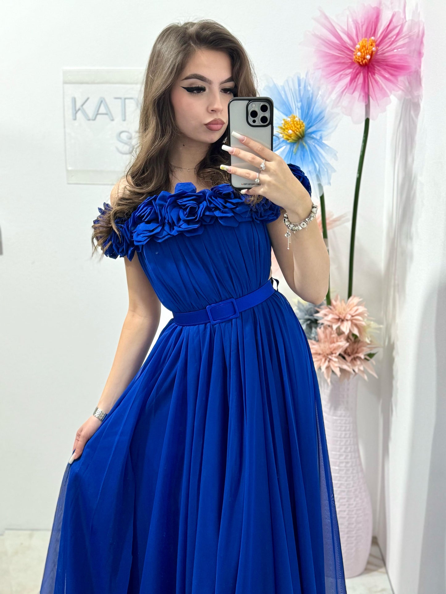 Rochie lunga albastru electric Annais