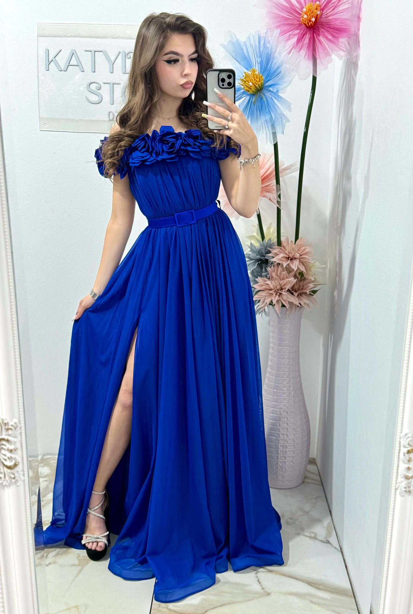 Rochie lunga albastru electric Annais