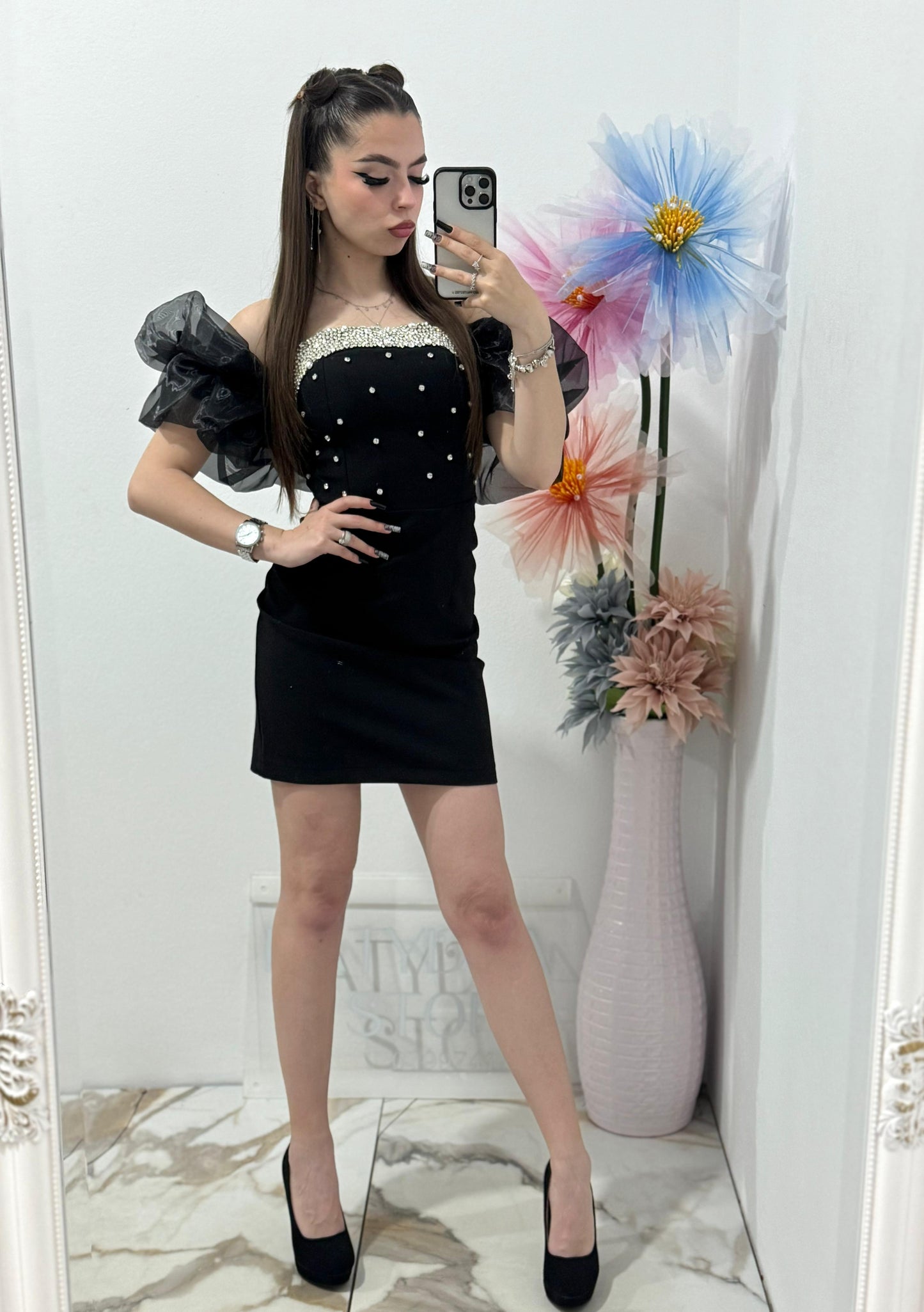Rochie scurta neagra Clarisse