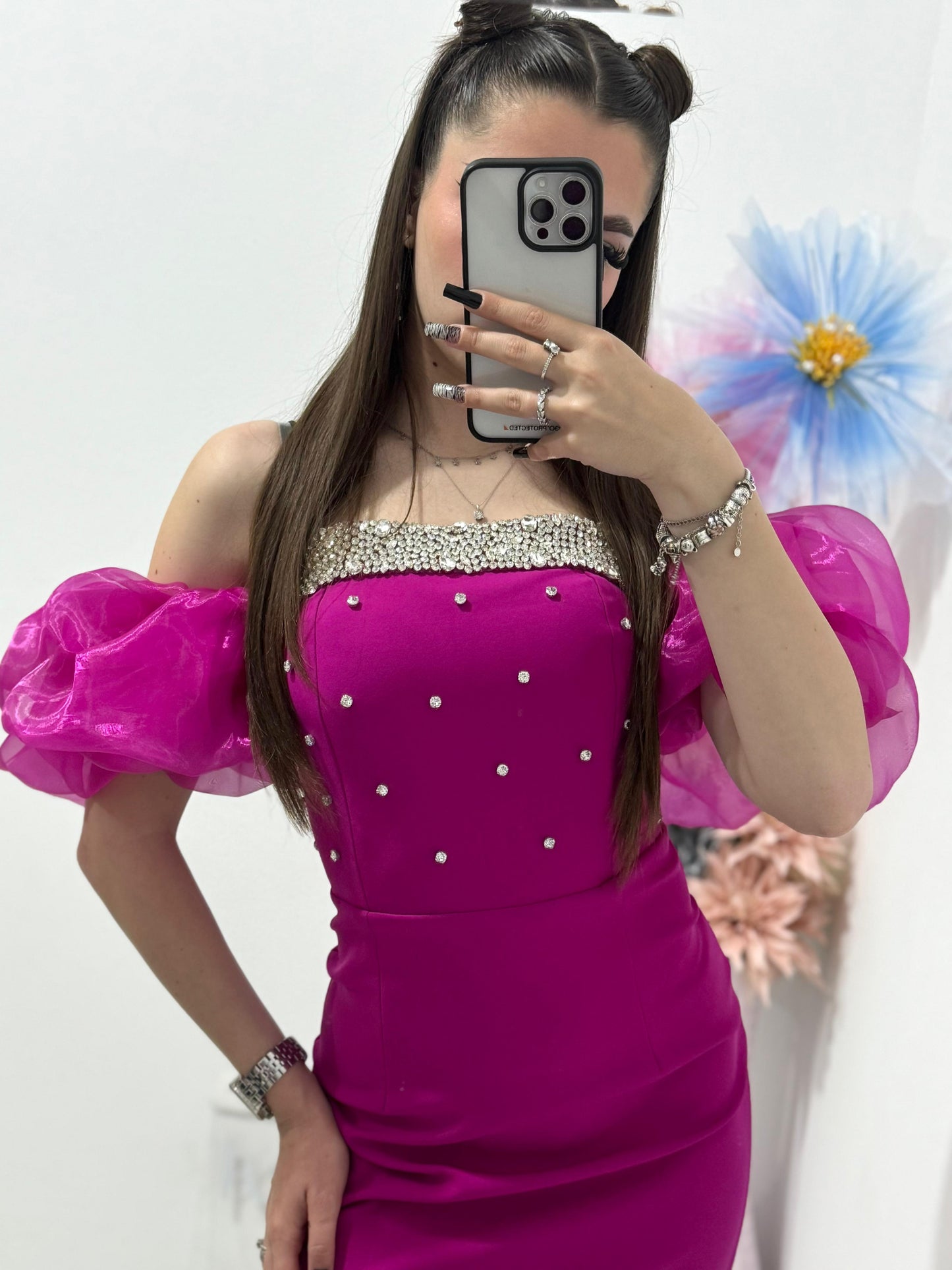 Rochie scurta fucsia Clarisse
