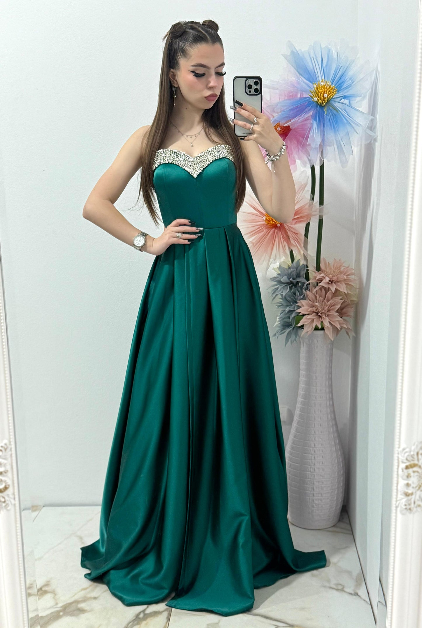 Rochie lunga eleganta, verde Jasmine