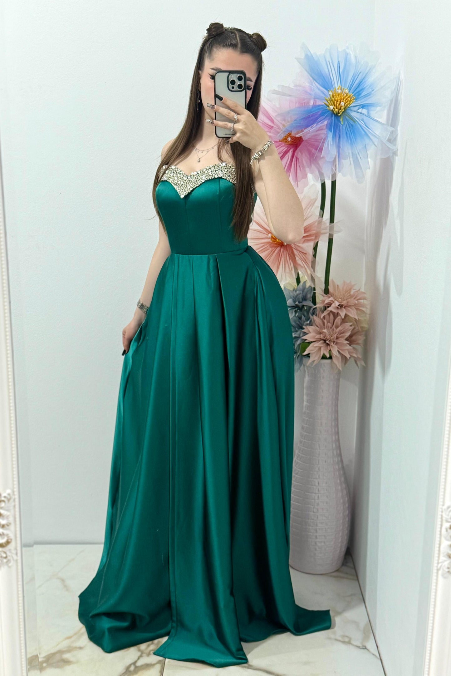 Rochie lunga eleganta, verde Jasmine