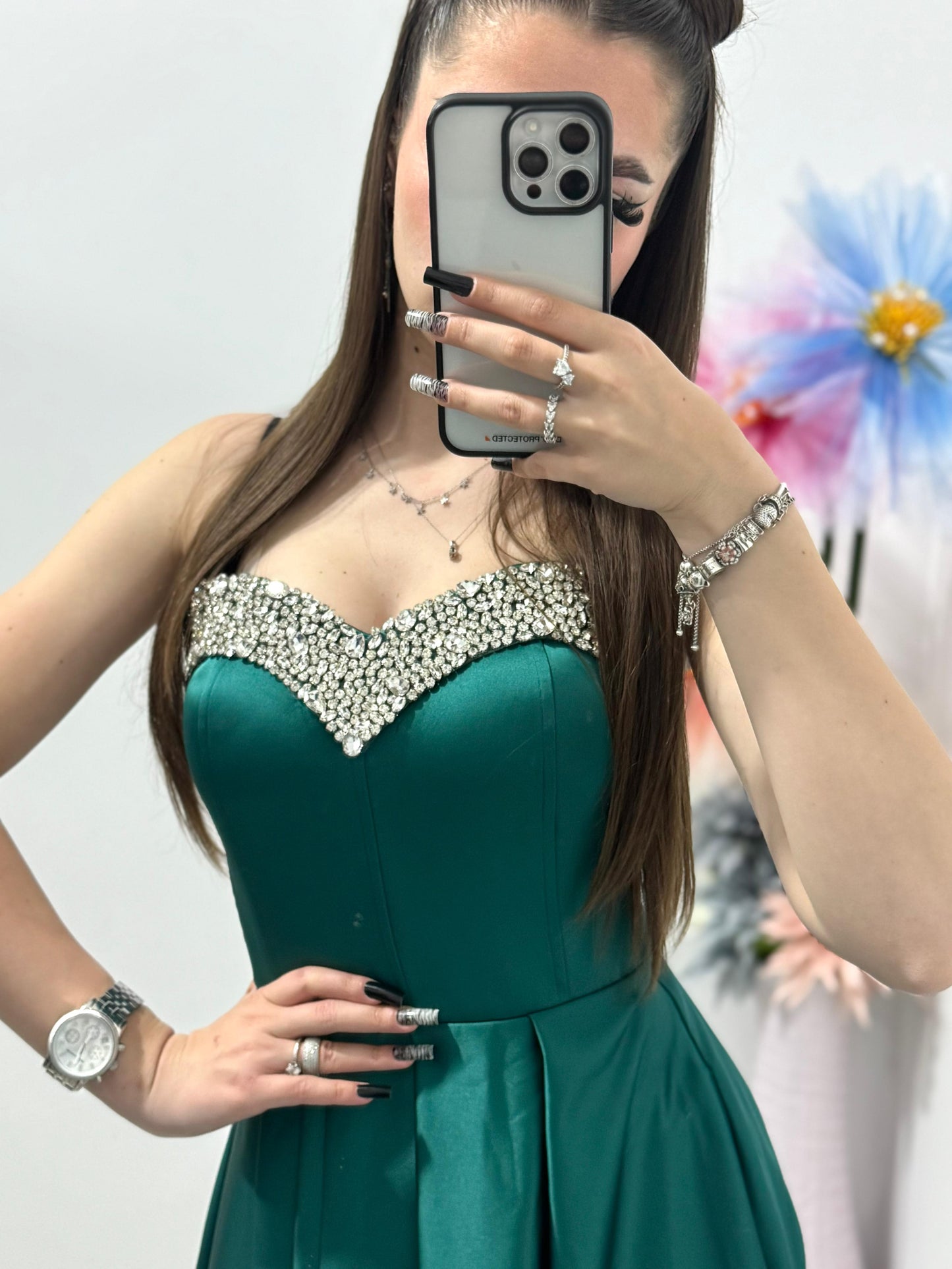 Rochie lunga eleganta, verde Jasmine